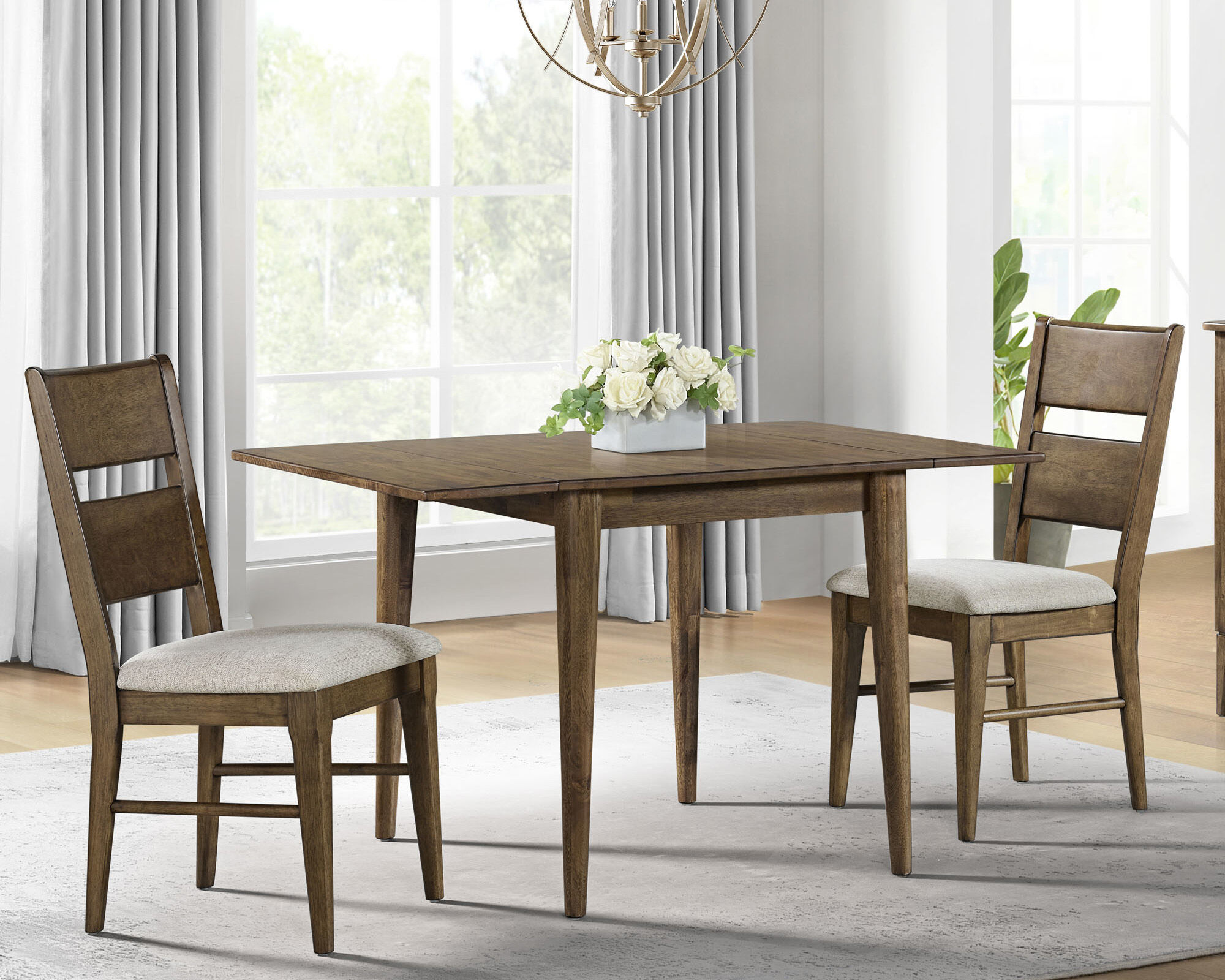 Small, 2 seat dining table in walnut tone