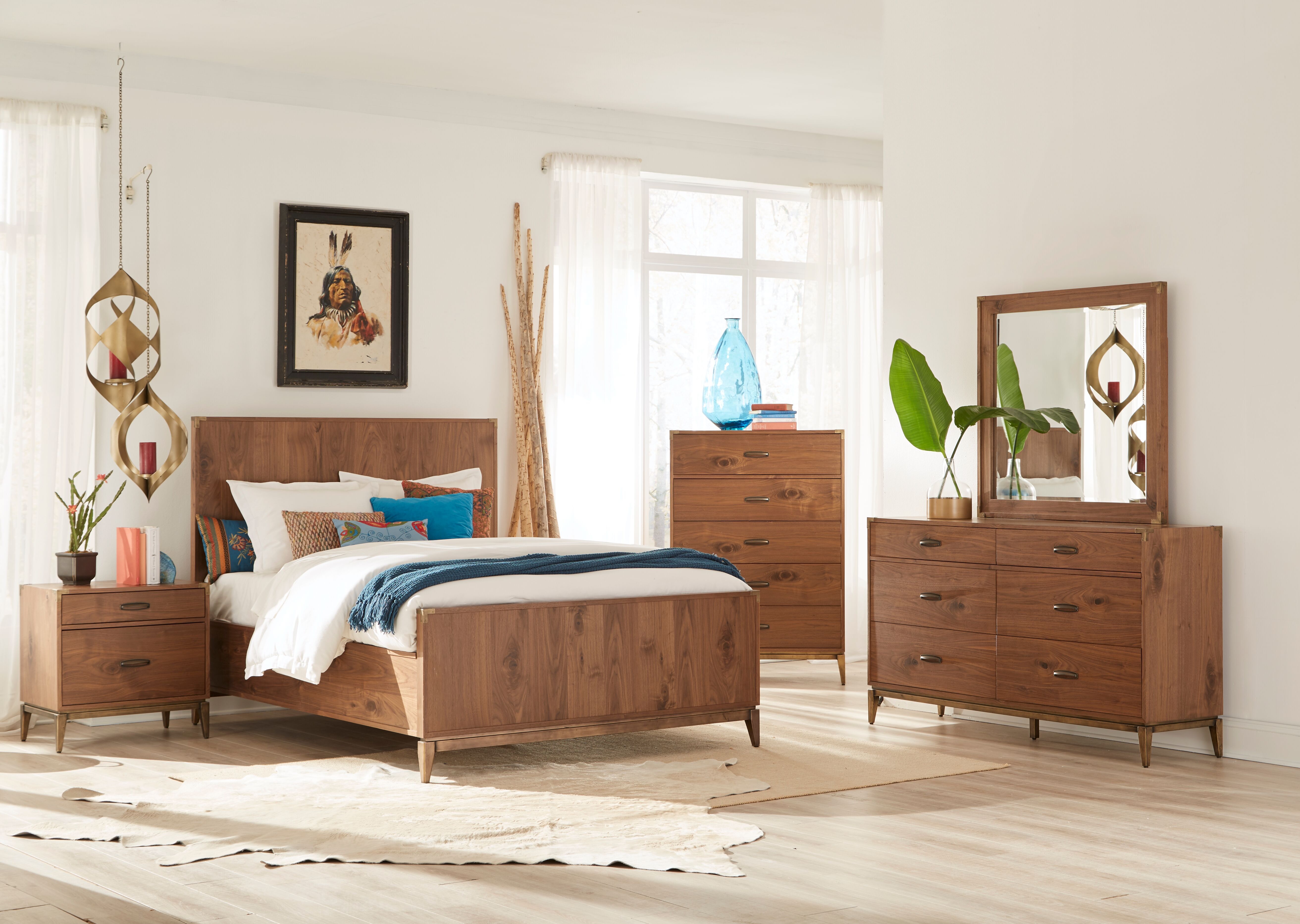 wood mid-century modern bed