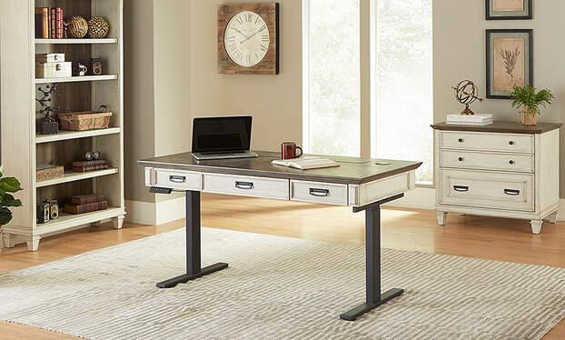 martin furniture hartford white sit/stand desk