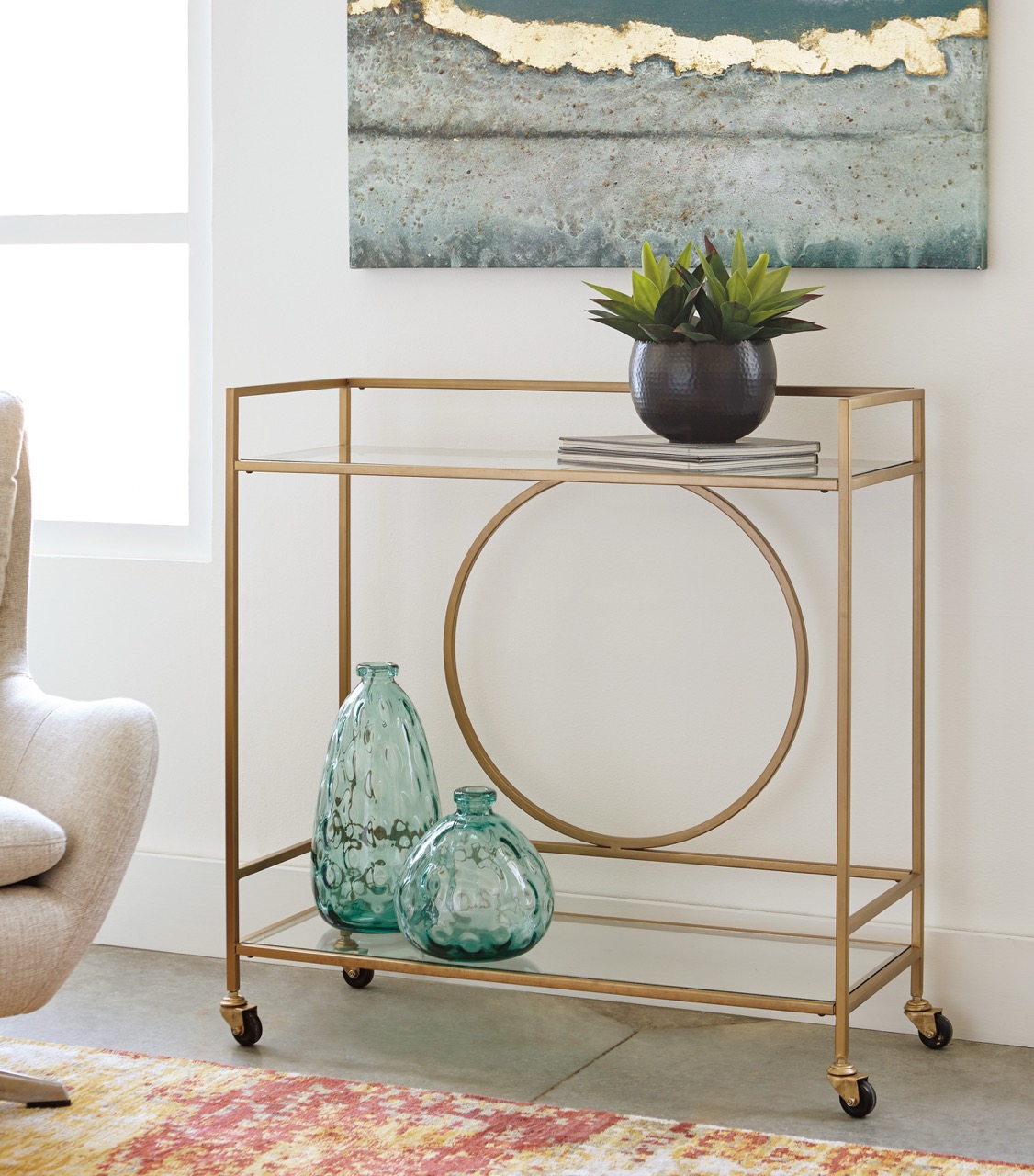 ashley gold bar cart