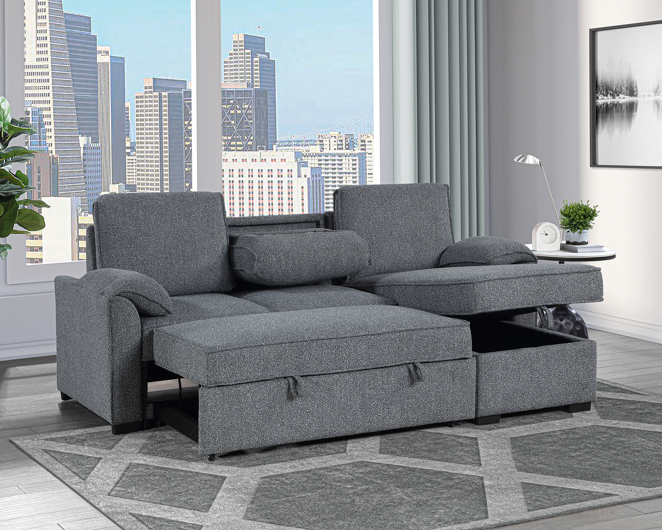 Sofa with lift up chaise for storage