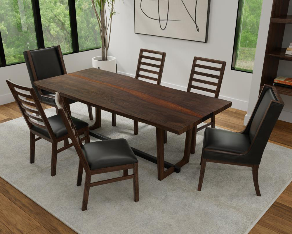 7-piece dark wood dining set