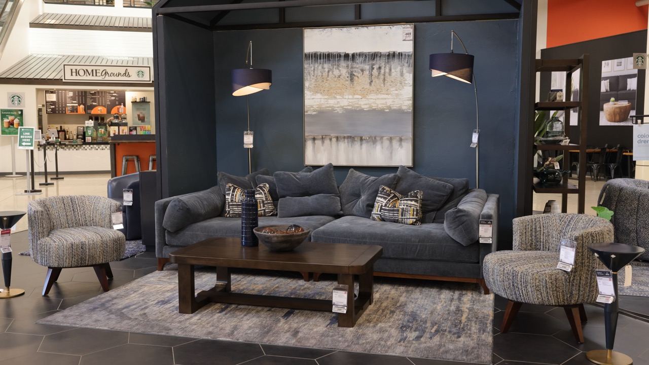 color drenching styled living space in blue hues