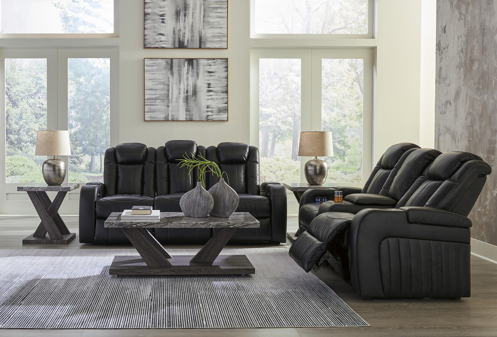 Ashley caveman den power reclining sofa with drop-down console