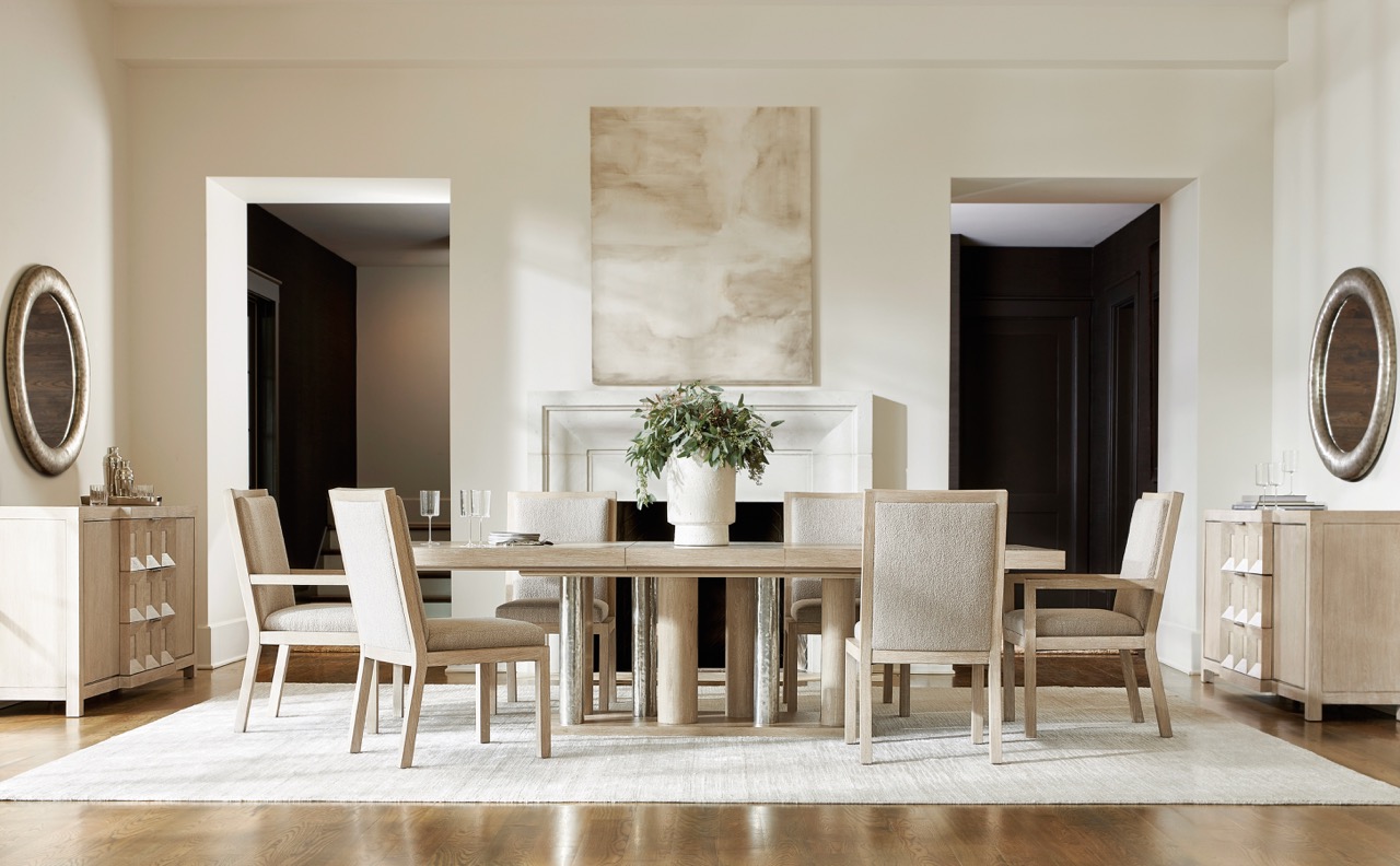 Bernhardt contemporary dining set in a modern and curated dining room scene