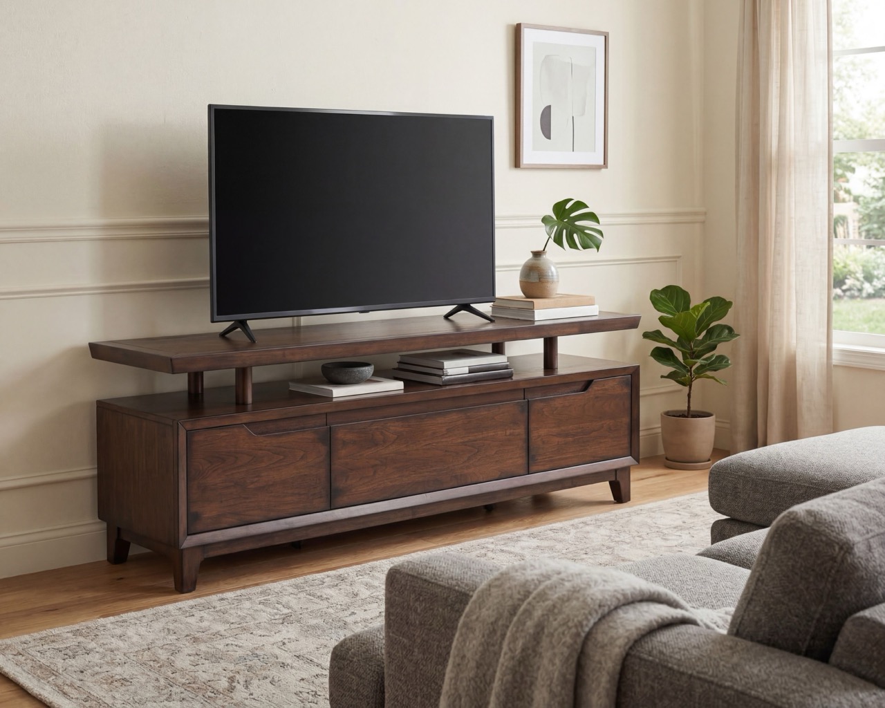 best seller tv stand featured in a living room scene