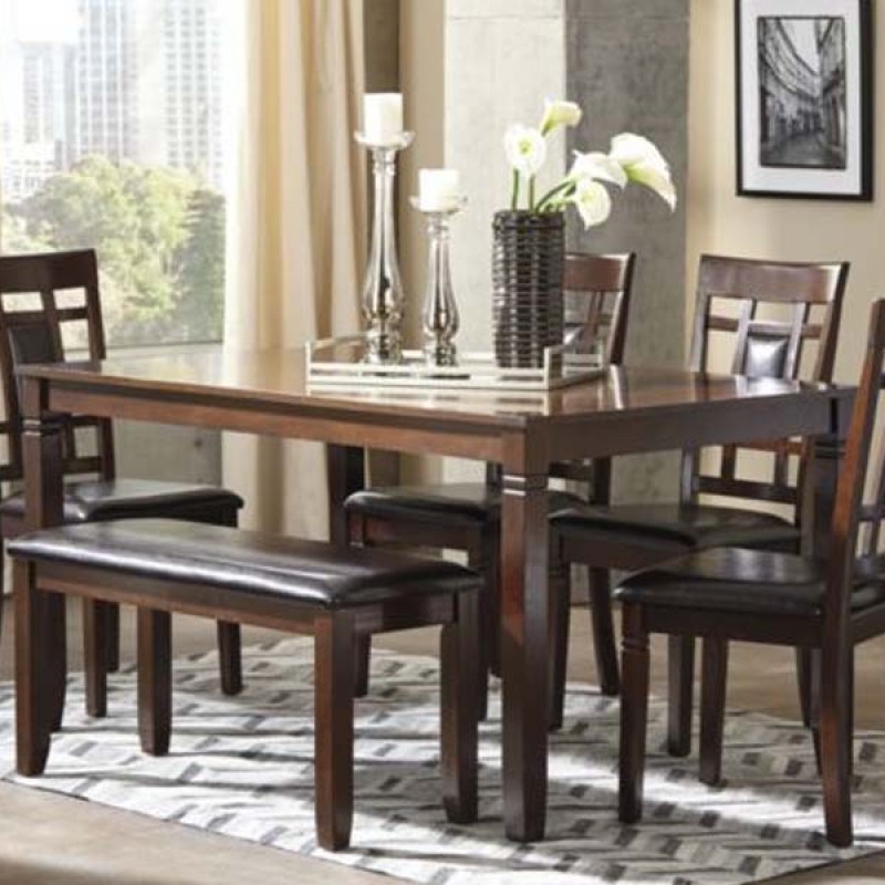 Six piece dining set with bench