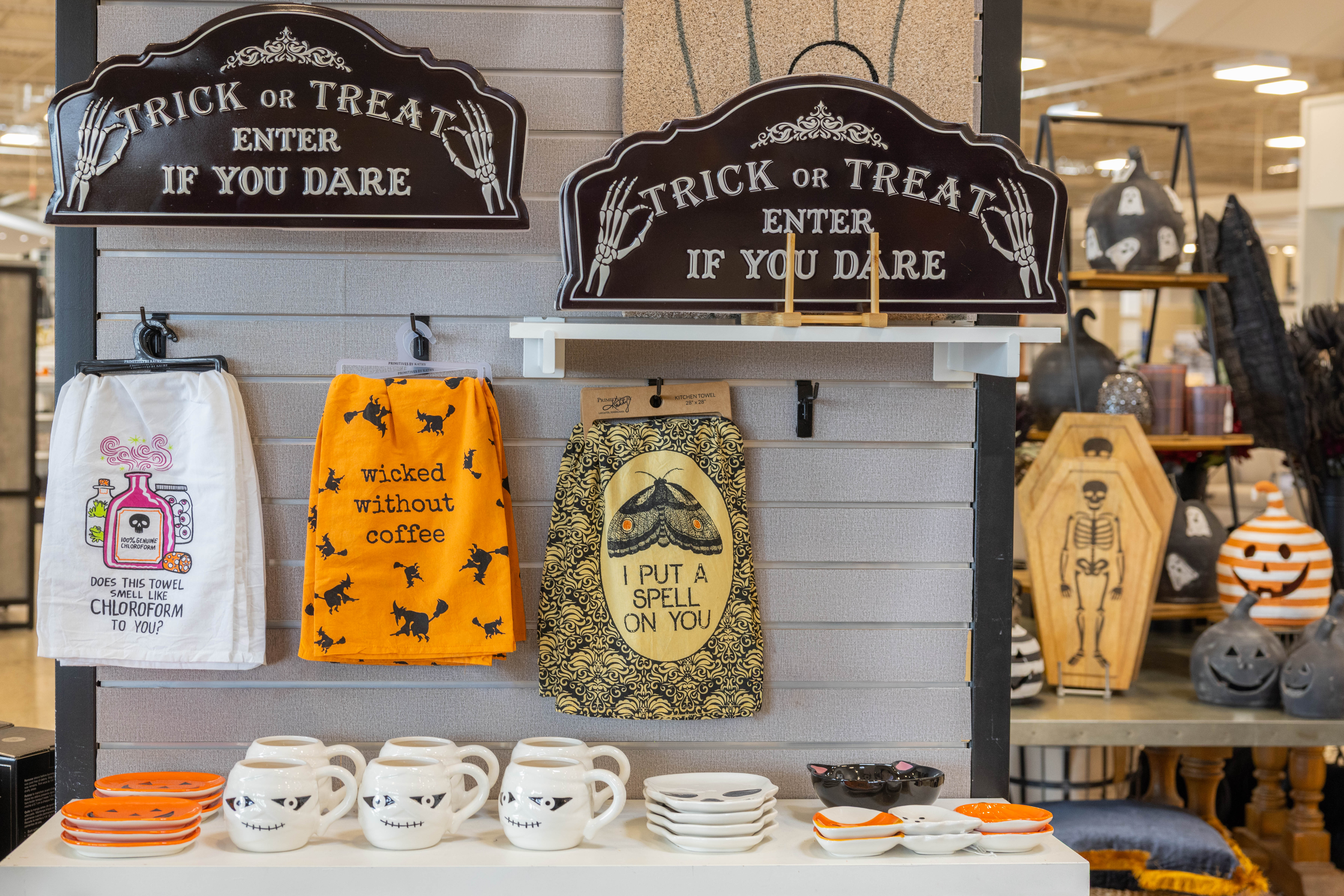 autumn and halloween kitchen decor on display at homemakers furniture