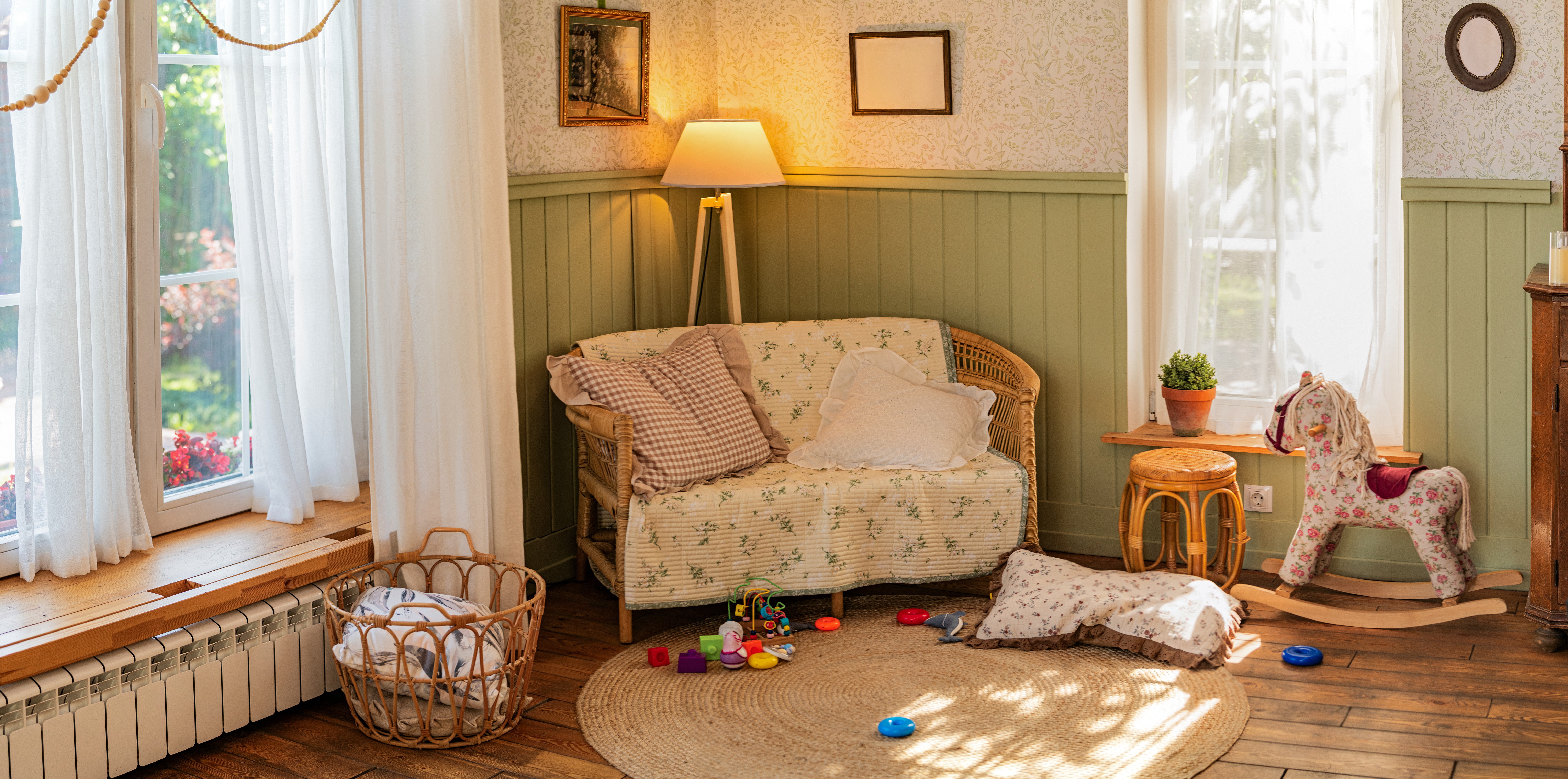 Pretty childes corner in the corner of living room