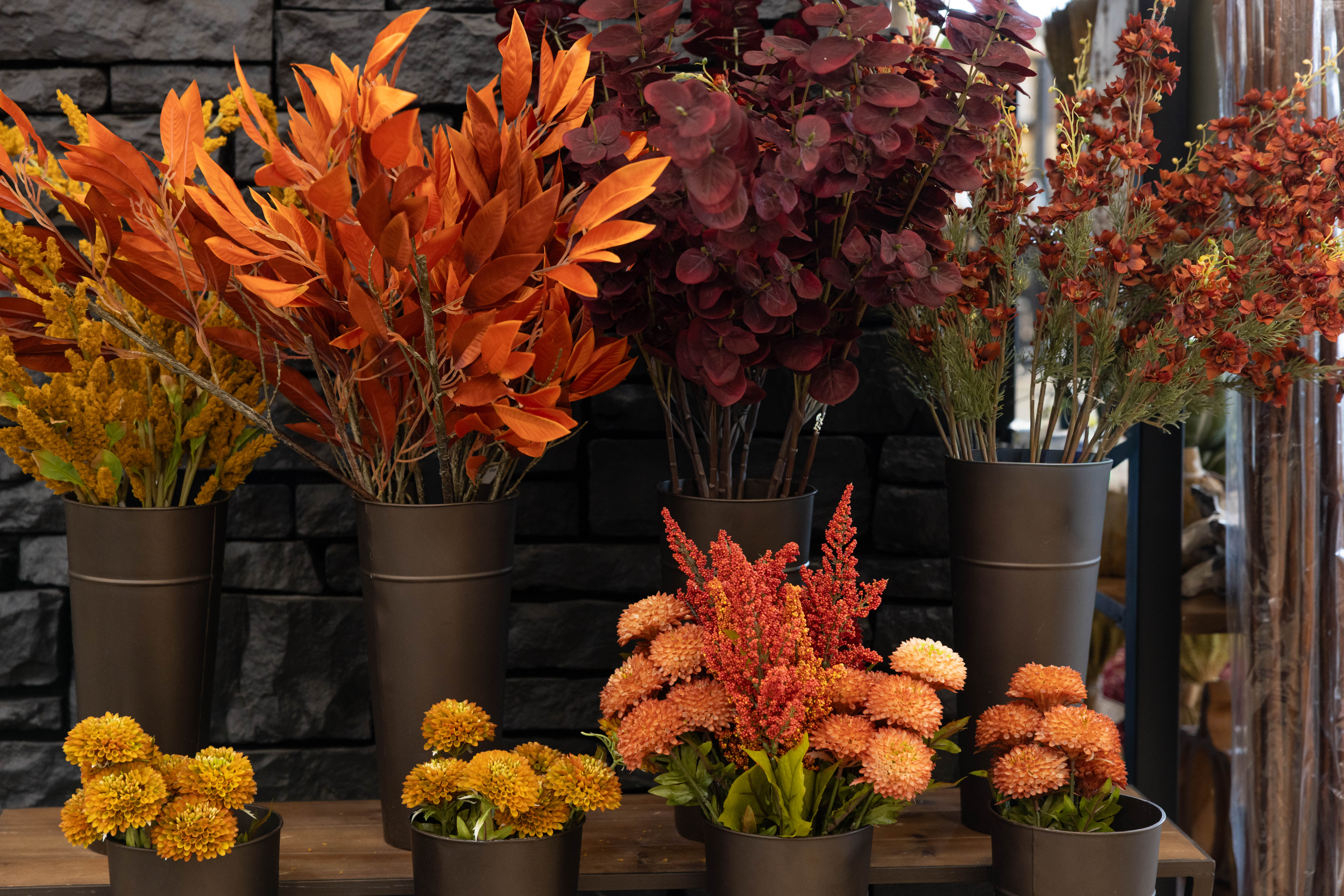 autumn flora display on storeroom floor