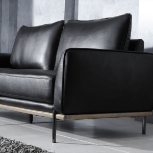 Black leather sofa