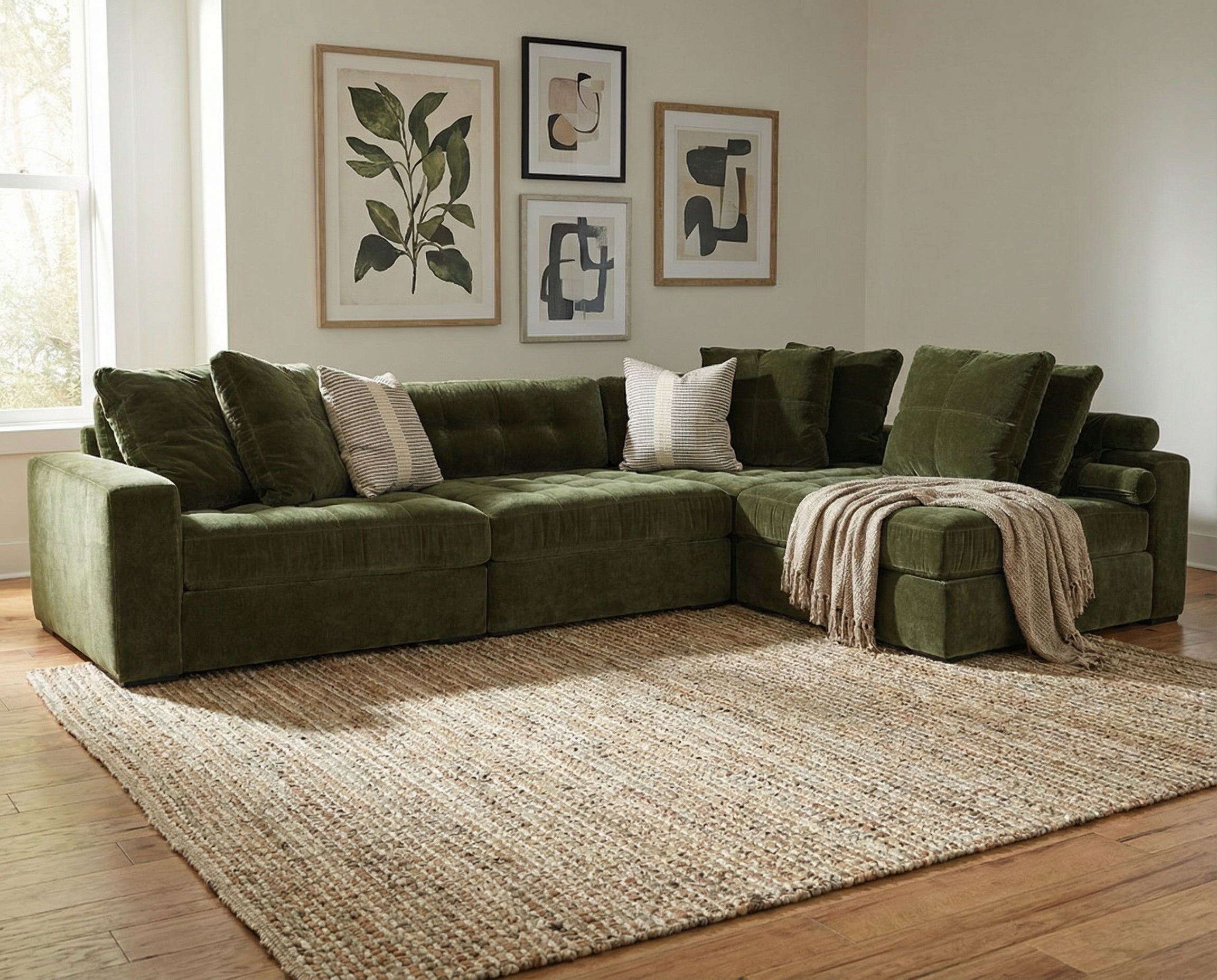 Jonathan Louis 4-piece sectional in Moss Green