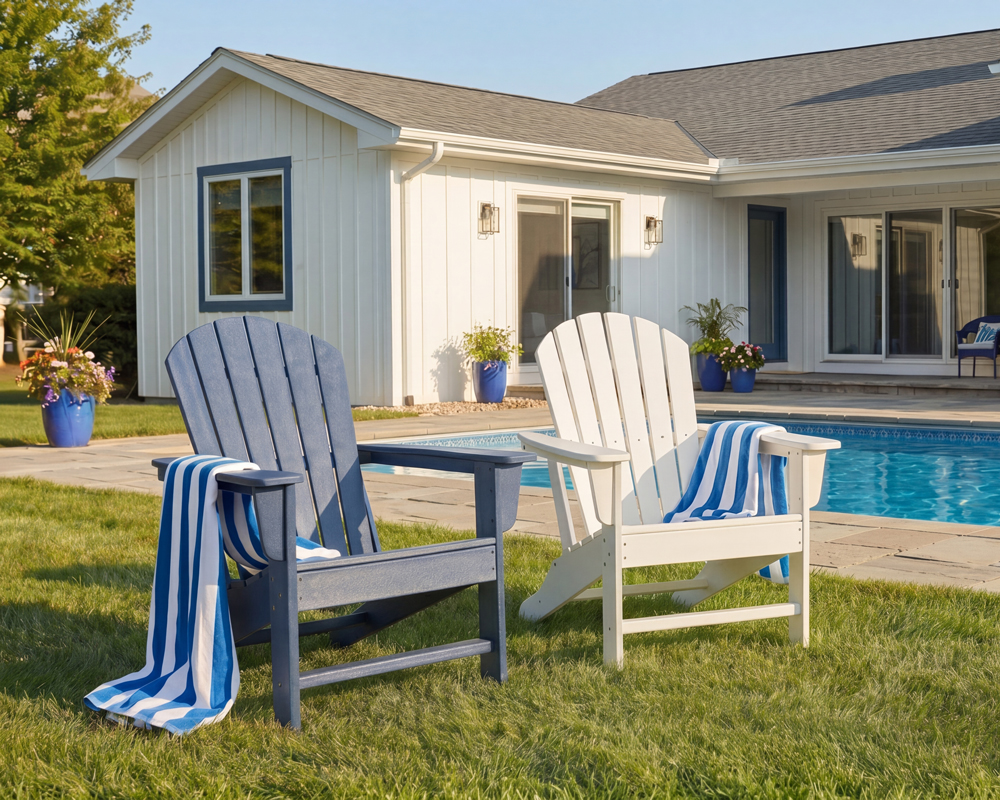 two adirondack chairs
