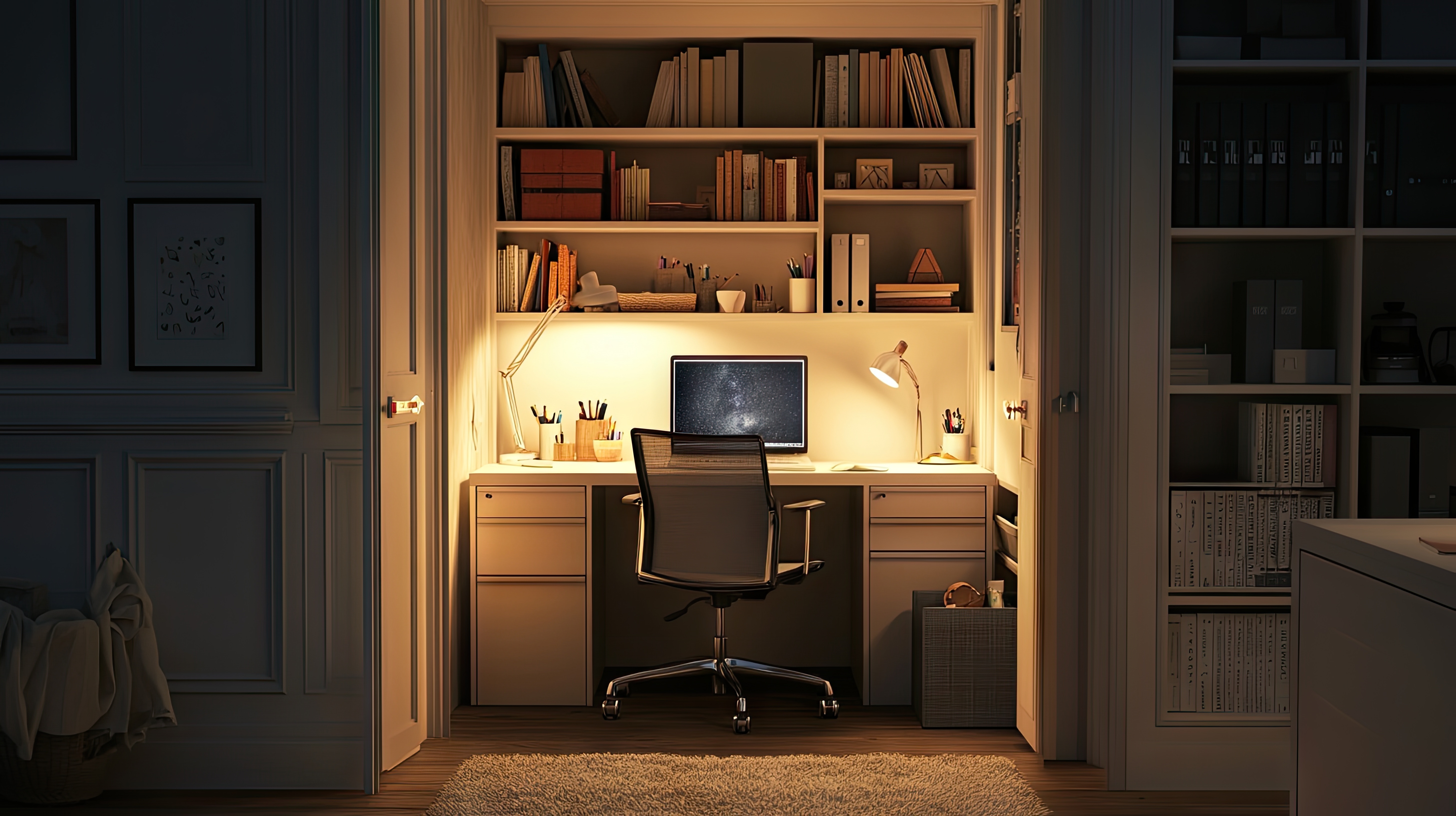 office tucked in closet