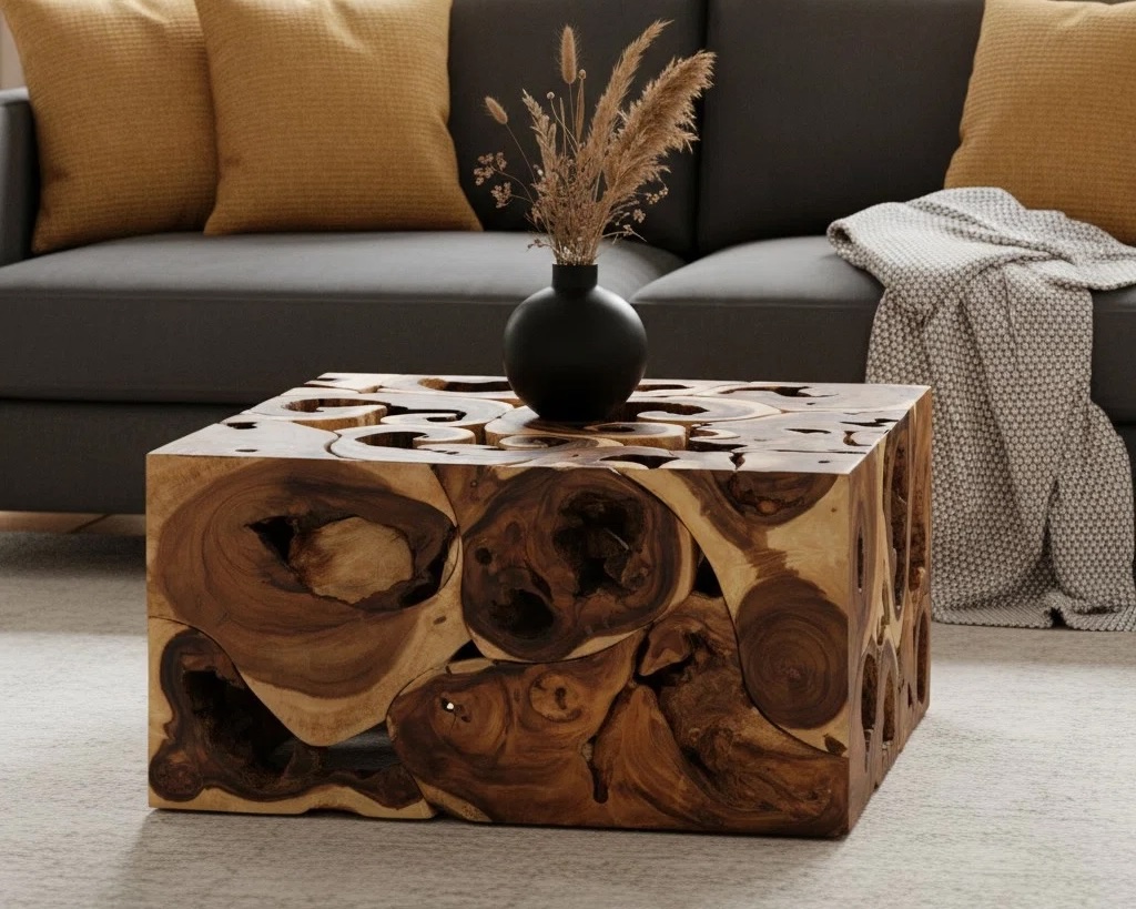 natural wood coffee table
