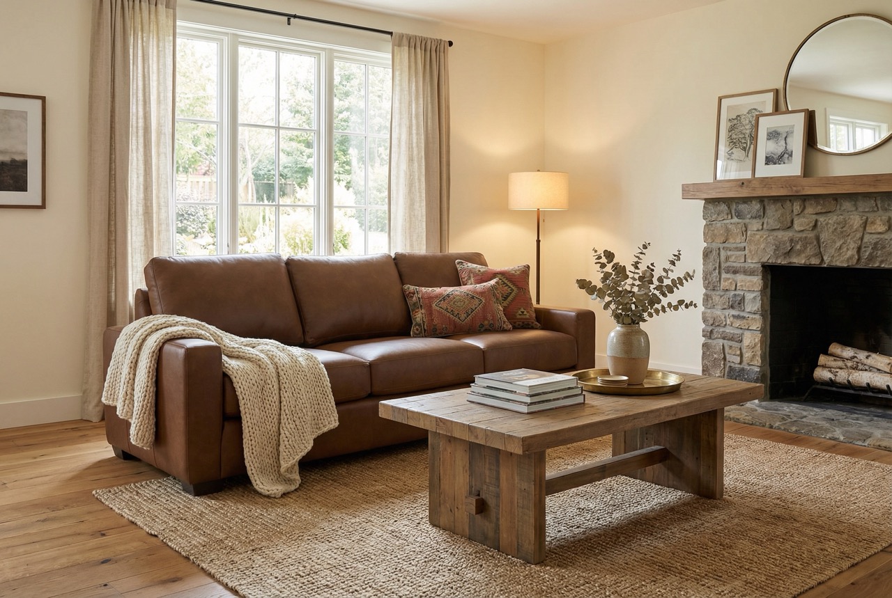 Smith Brothers Leather Sofa