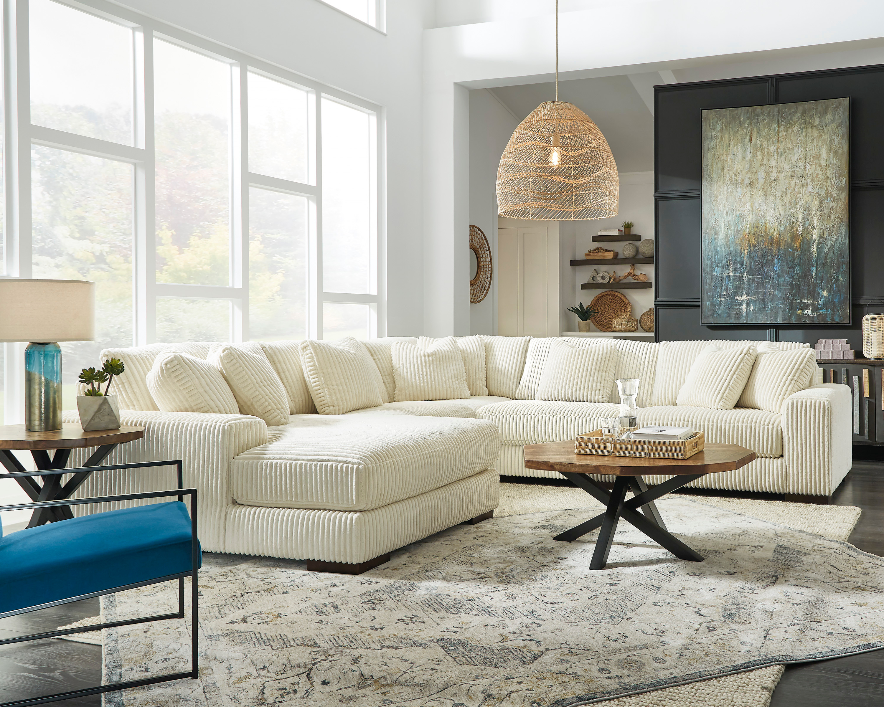 Large sectional in living space ready for guests