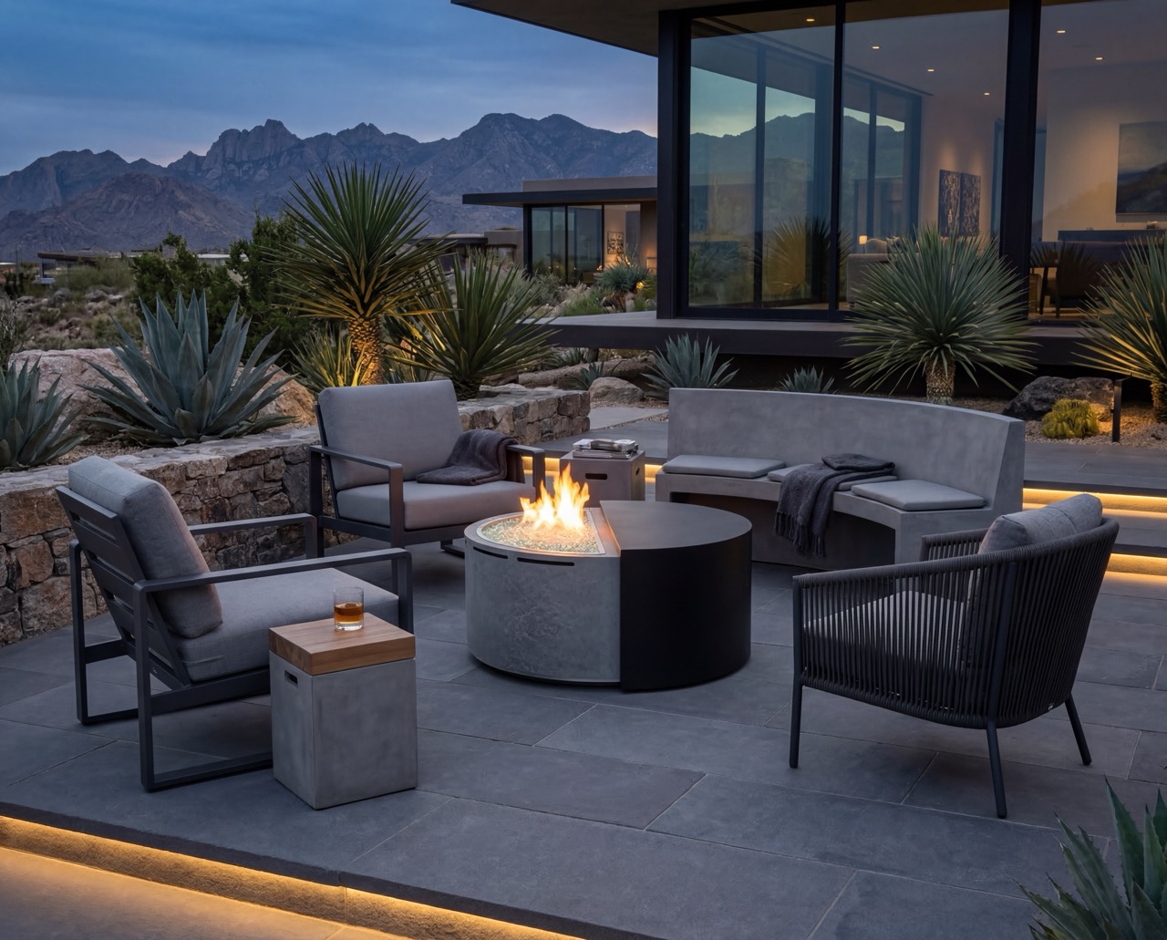 late summer evening around the fire outdoors