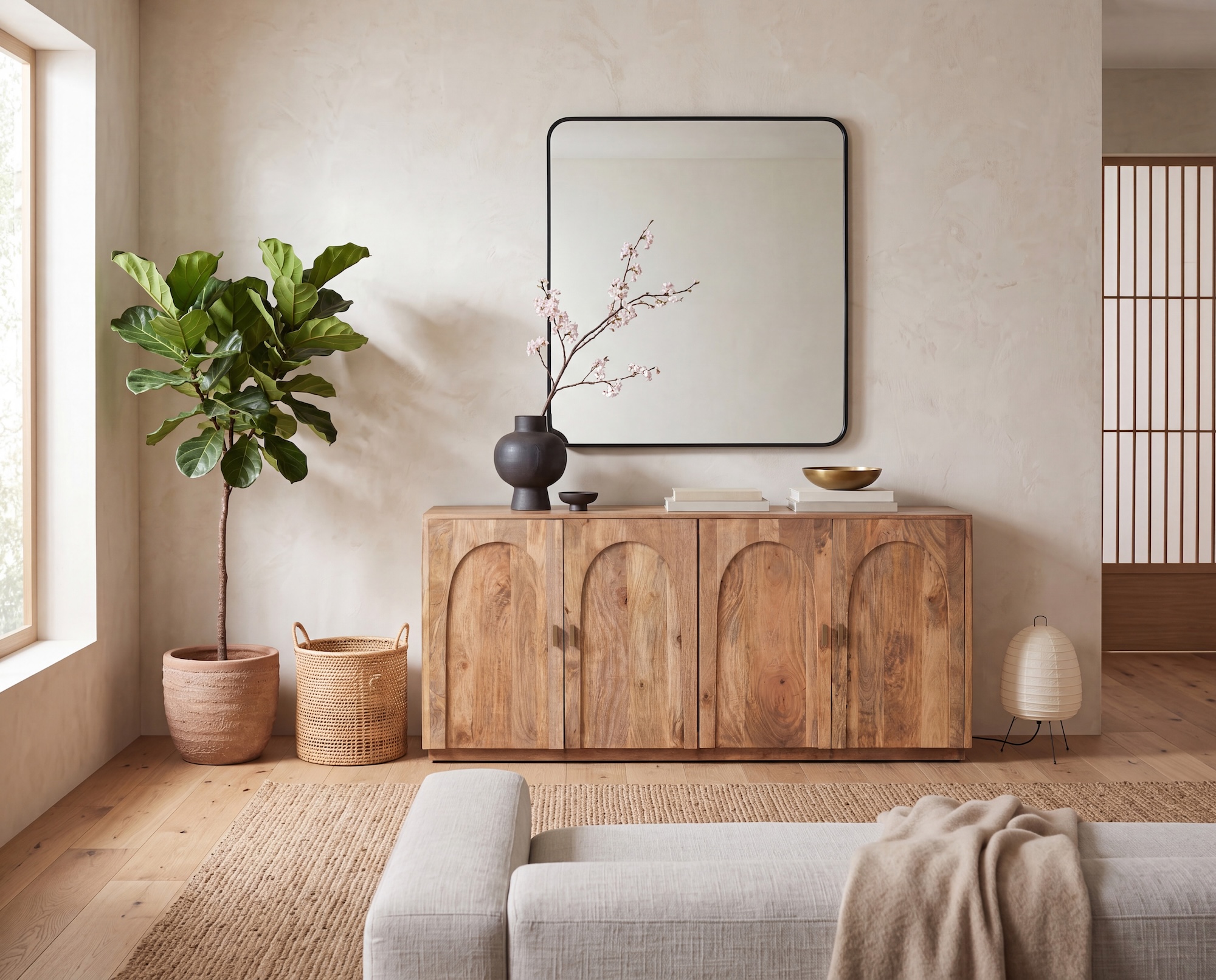 Contemporary Style Wooden Console Cabinet