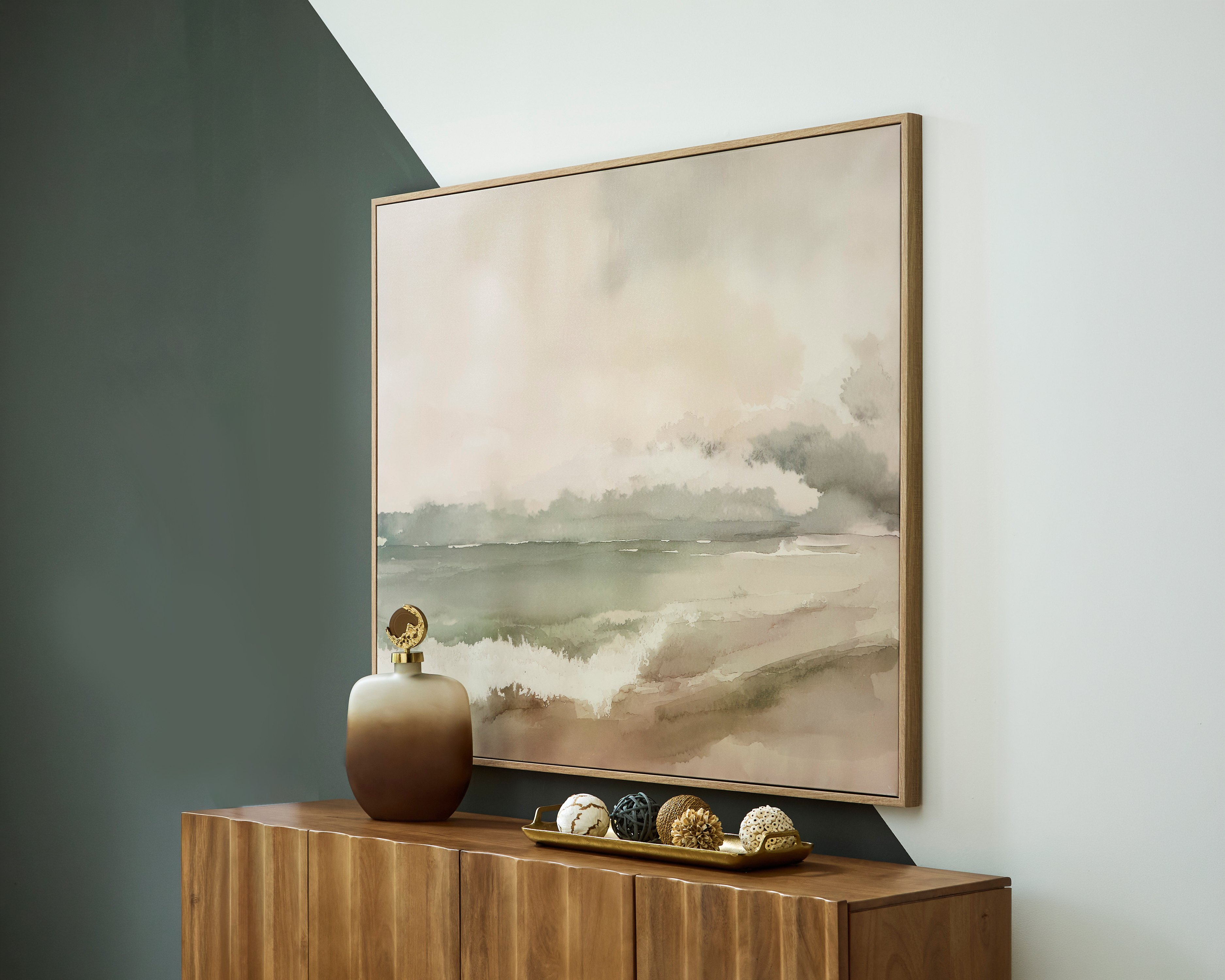 green framed canvas wall art