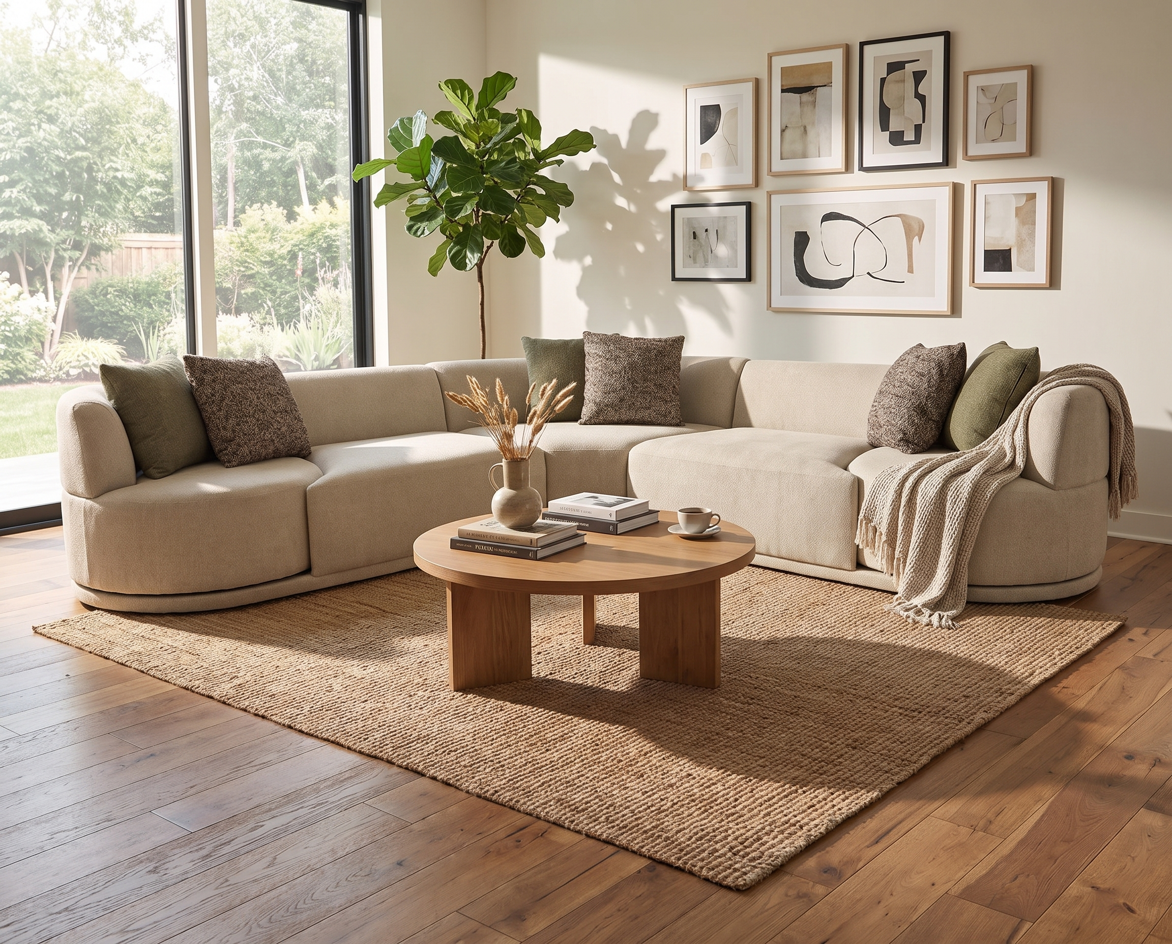 curved sectional in living room