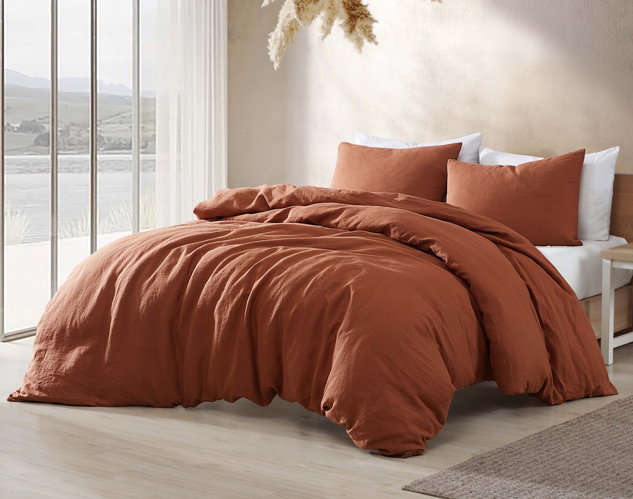 bright orange bedding