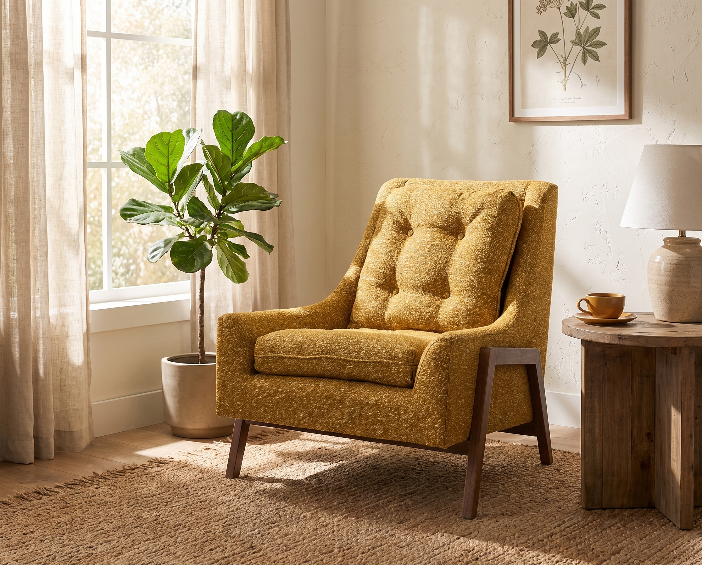 yellow char in living room