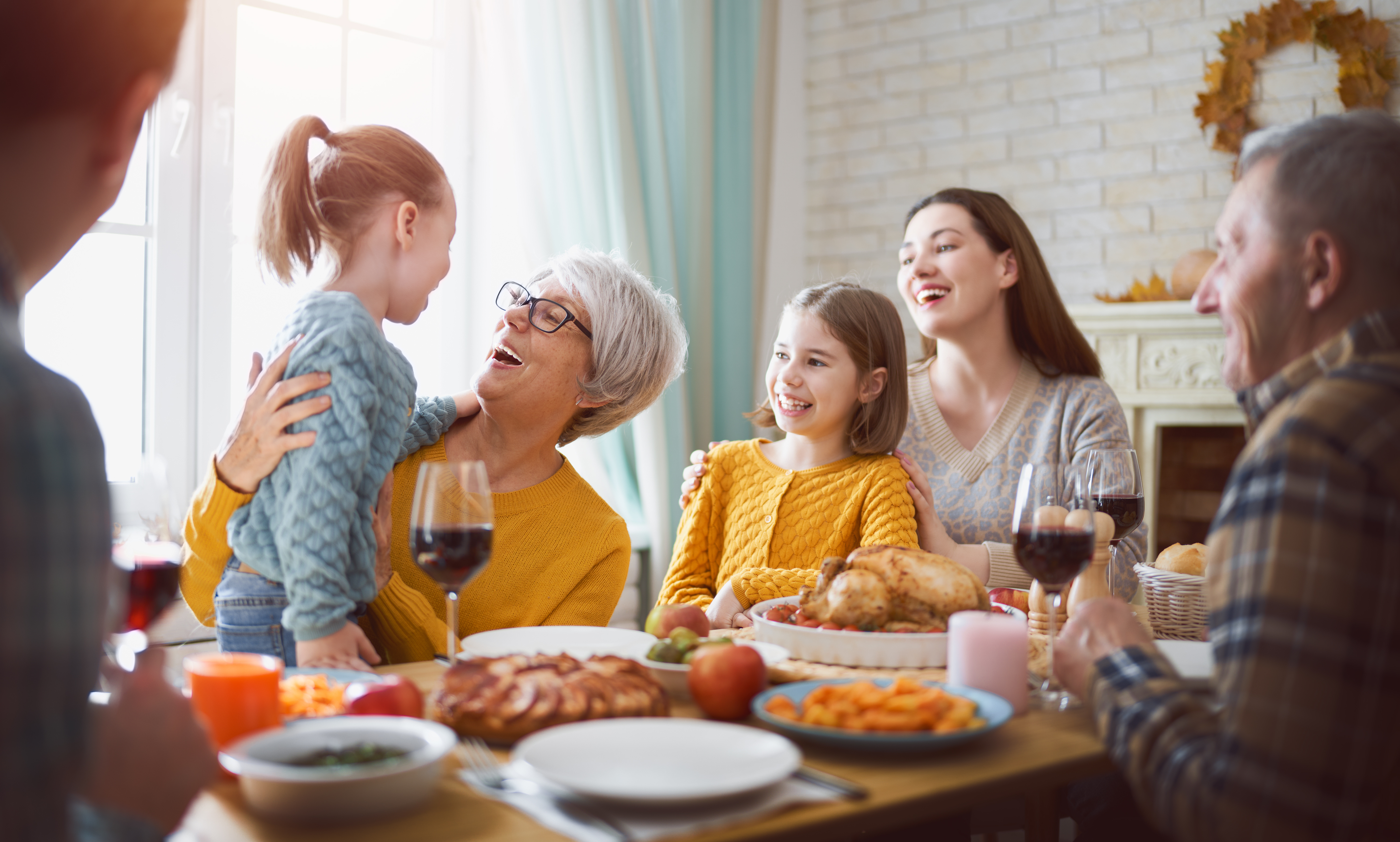 Family at holiday table