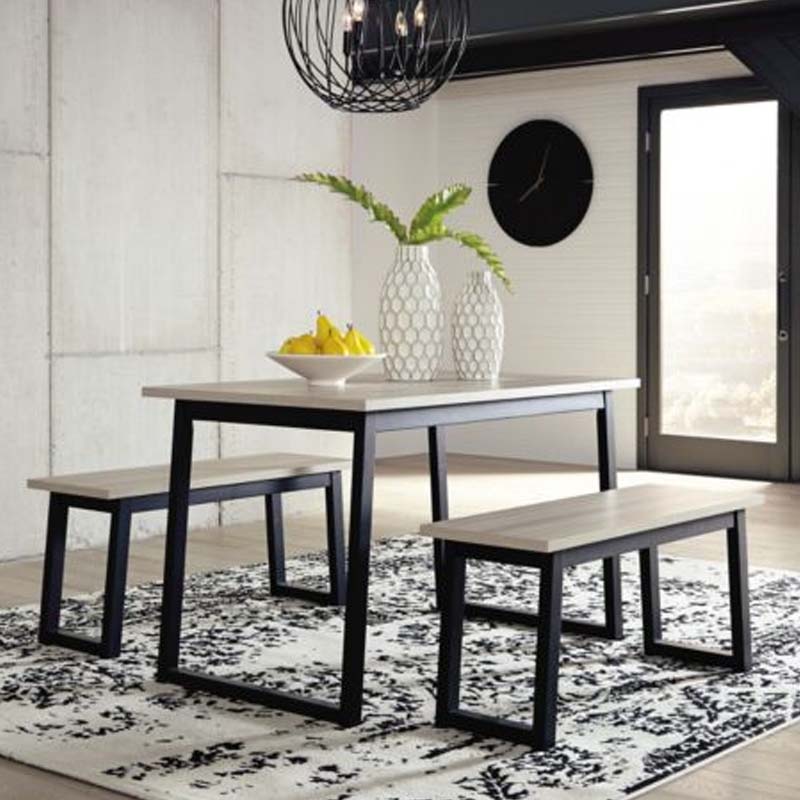 Three piece dining set with benches