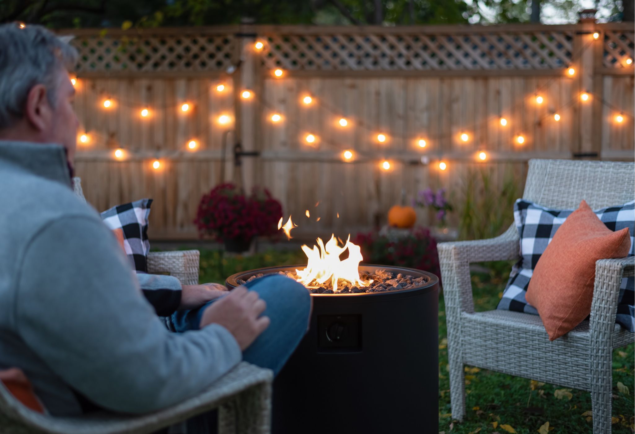 outdoor fall bonfire scene