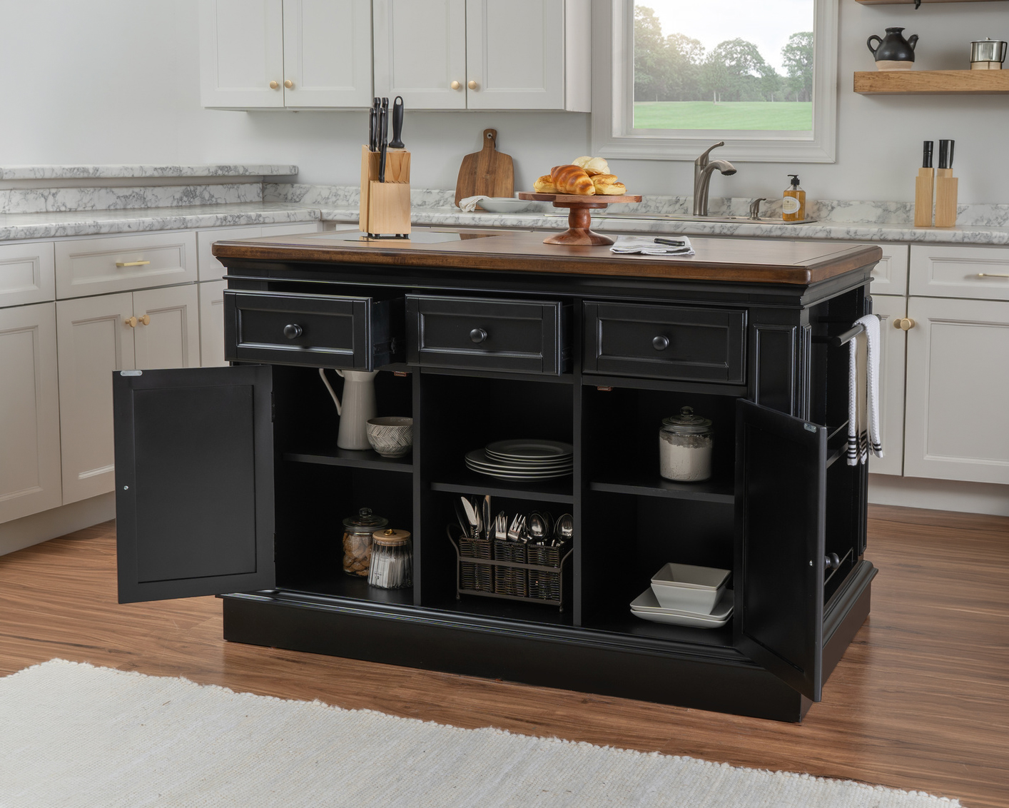 gray kitchen island with great storage