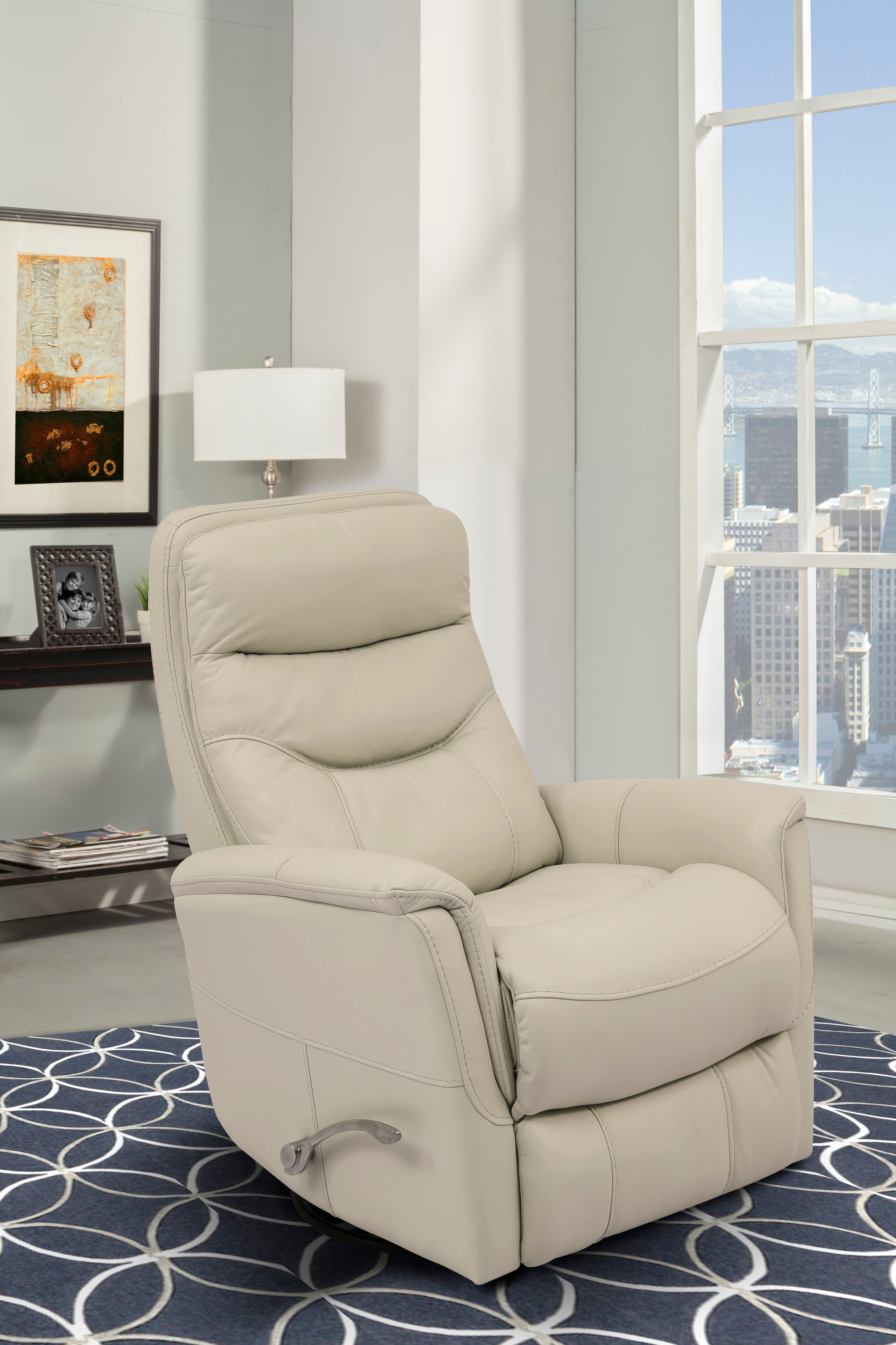 Parker House Furniture Gemini Ivory Leather Swivel Glider Recliner