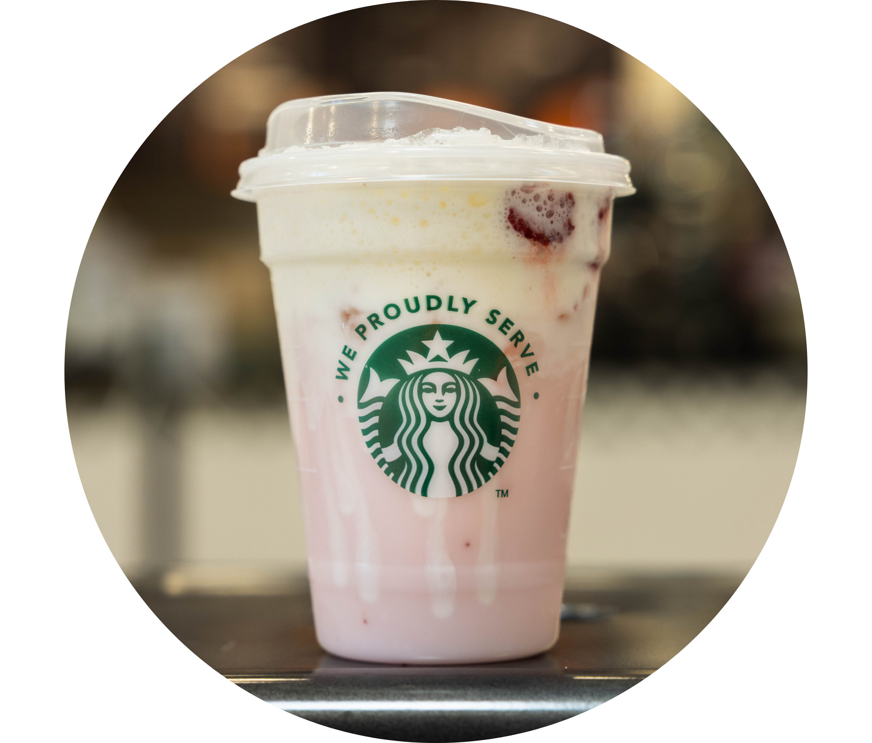 Pink drink with strawberry cold foam