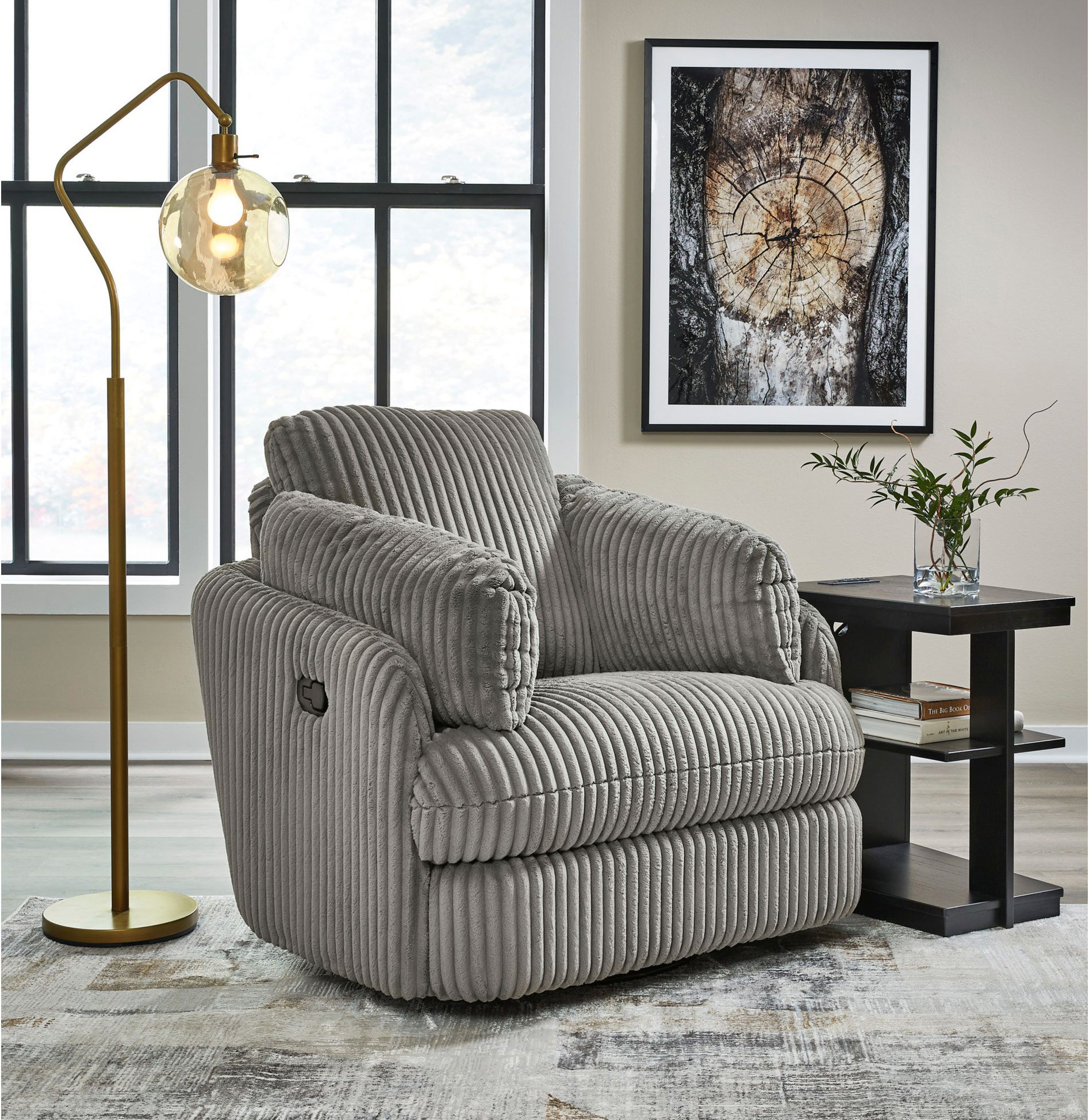 Ashley Tie-Breaker Fog Swivel Glider Recliner