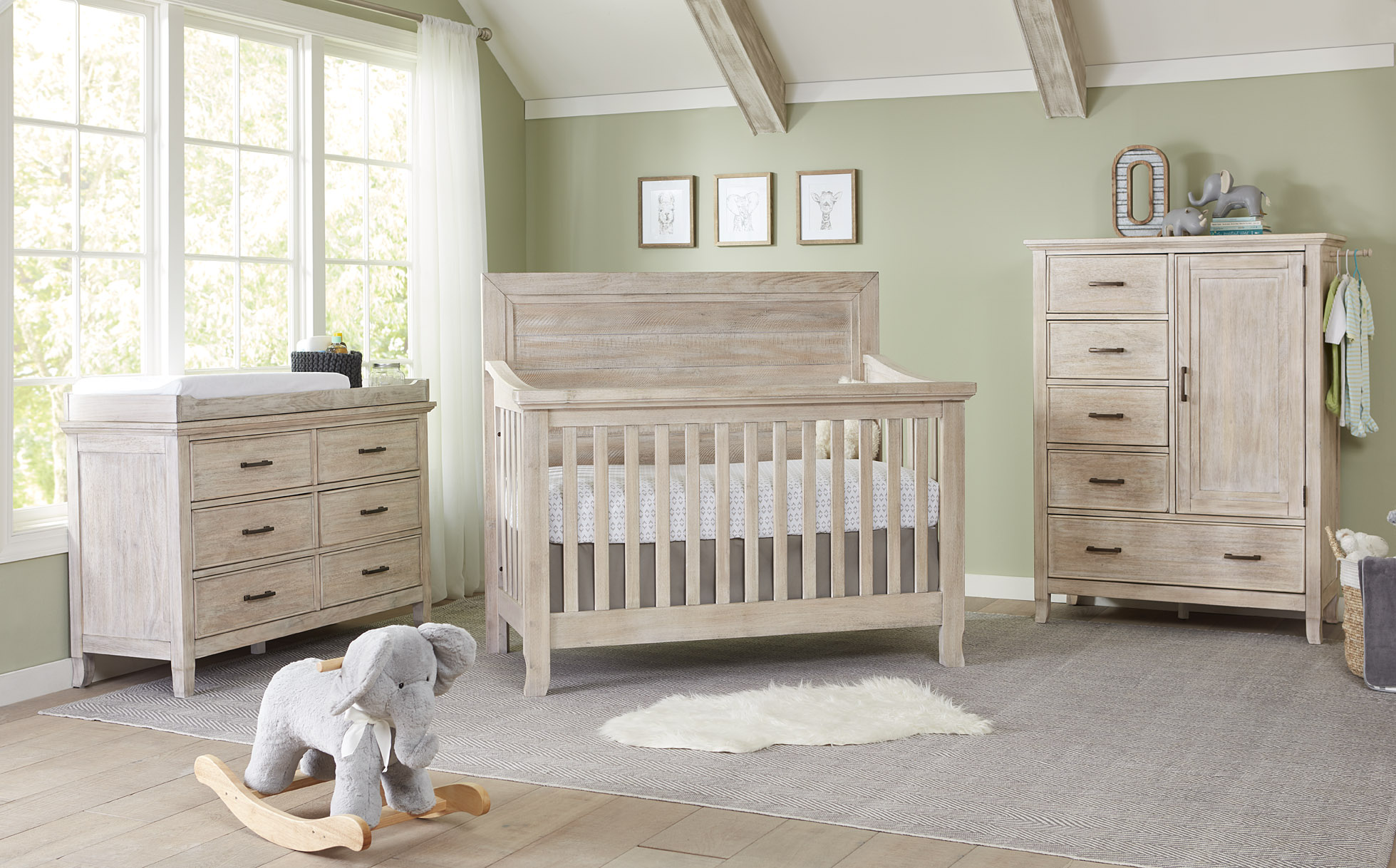 Convertible crib in nursery
