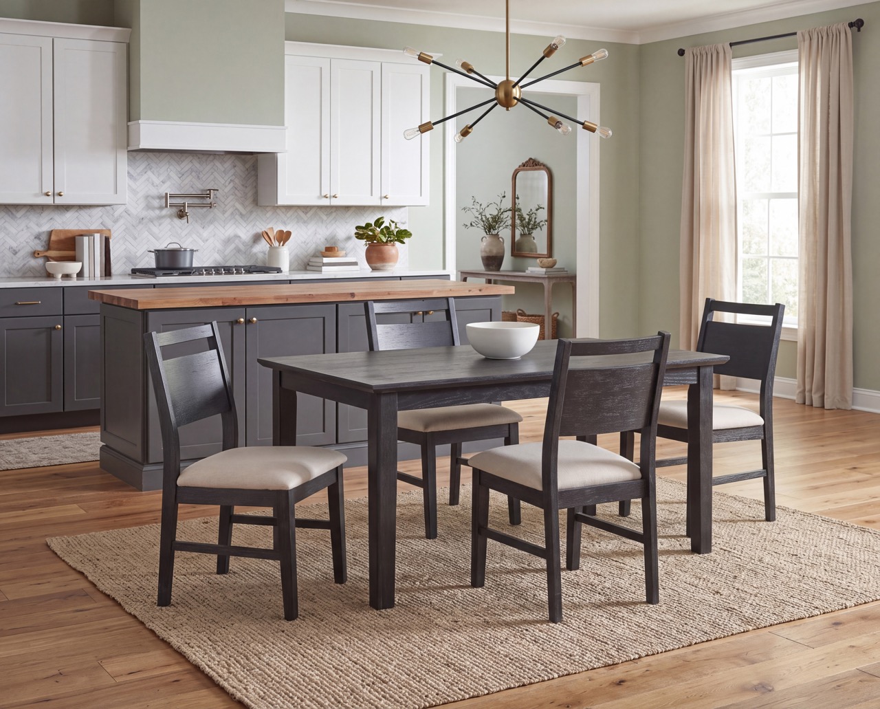 5-piece dining set styled in a dining room
