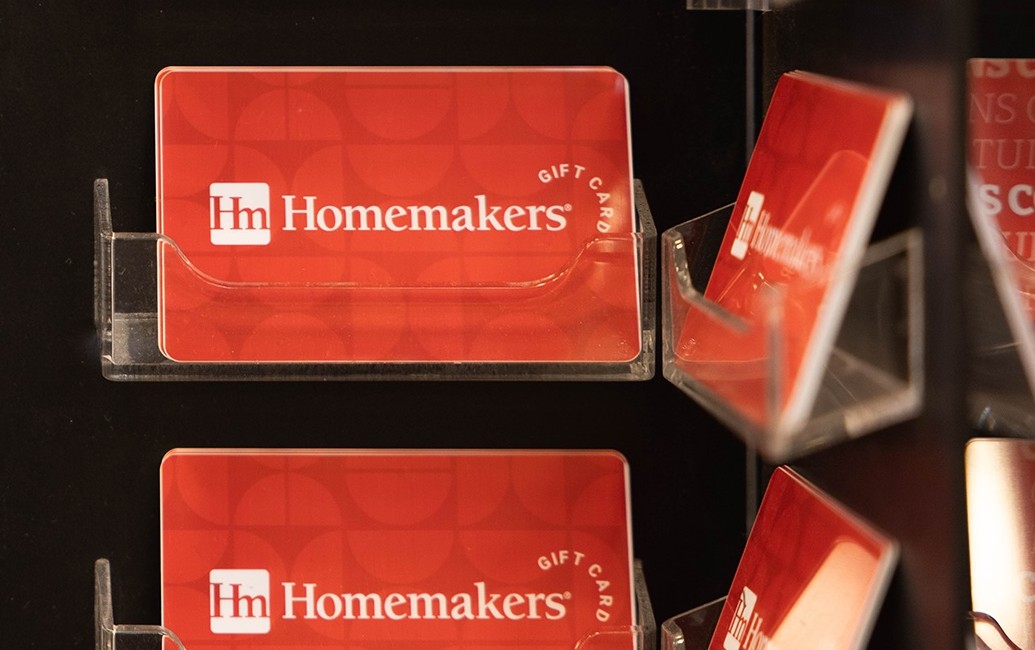 Homemakers store display of gift cards