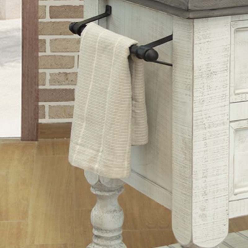 Kitchen island with towel