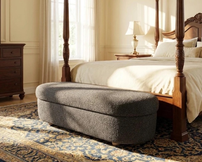 Modus Furniture boucle gray bench