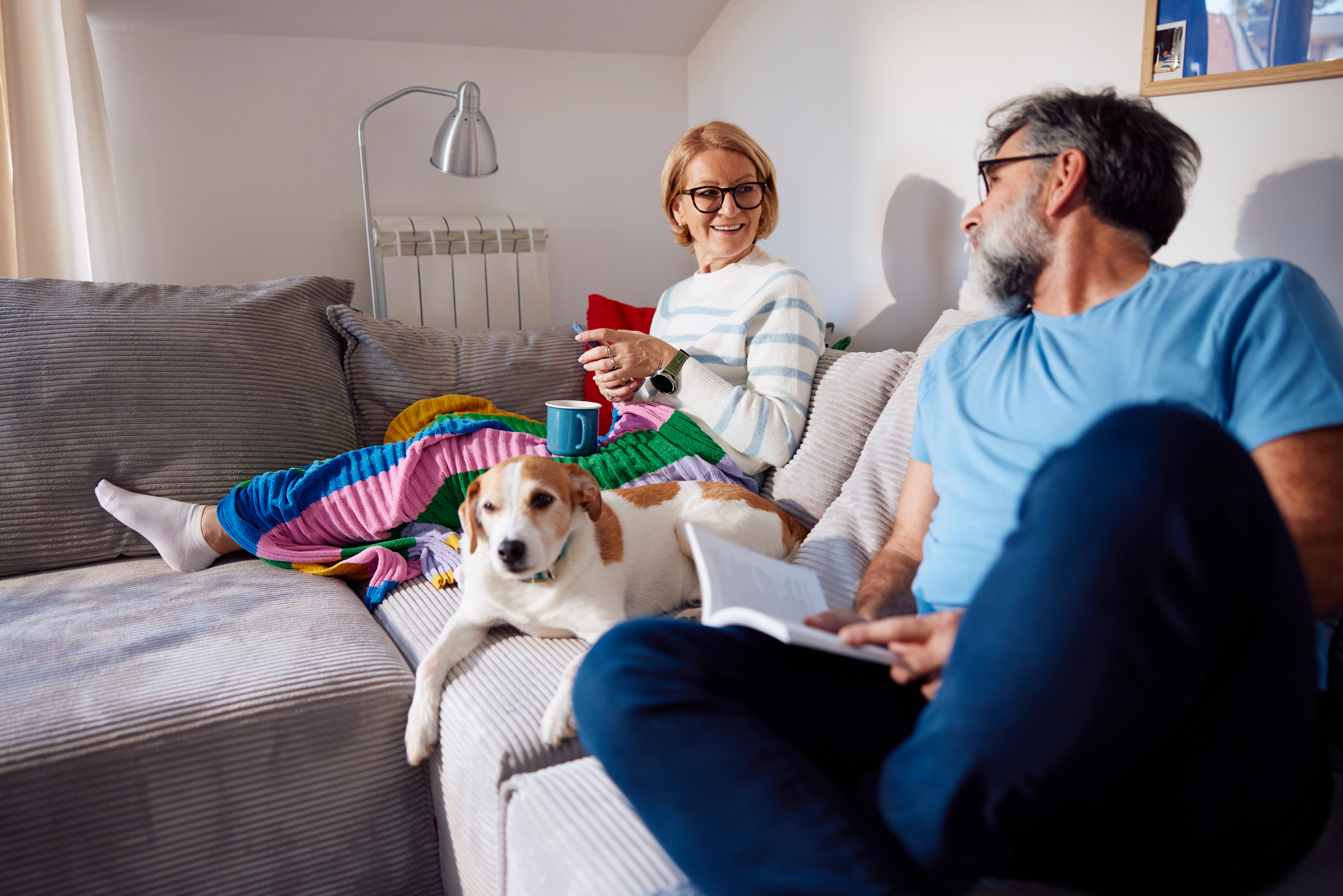 Empty nesters enjoying time together in modern living space