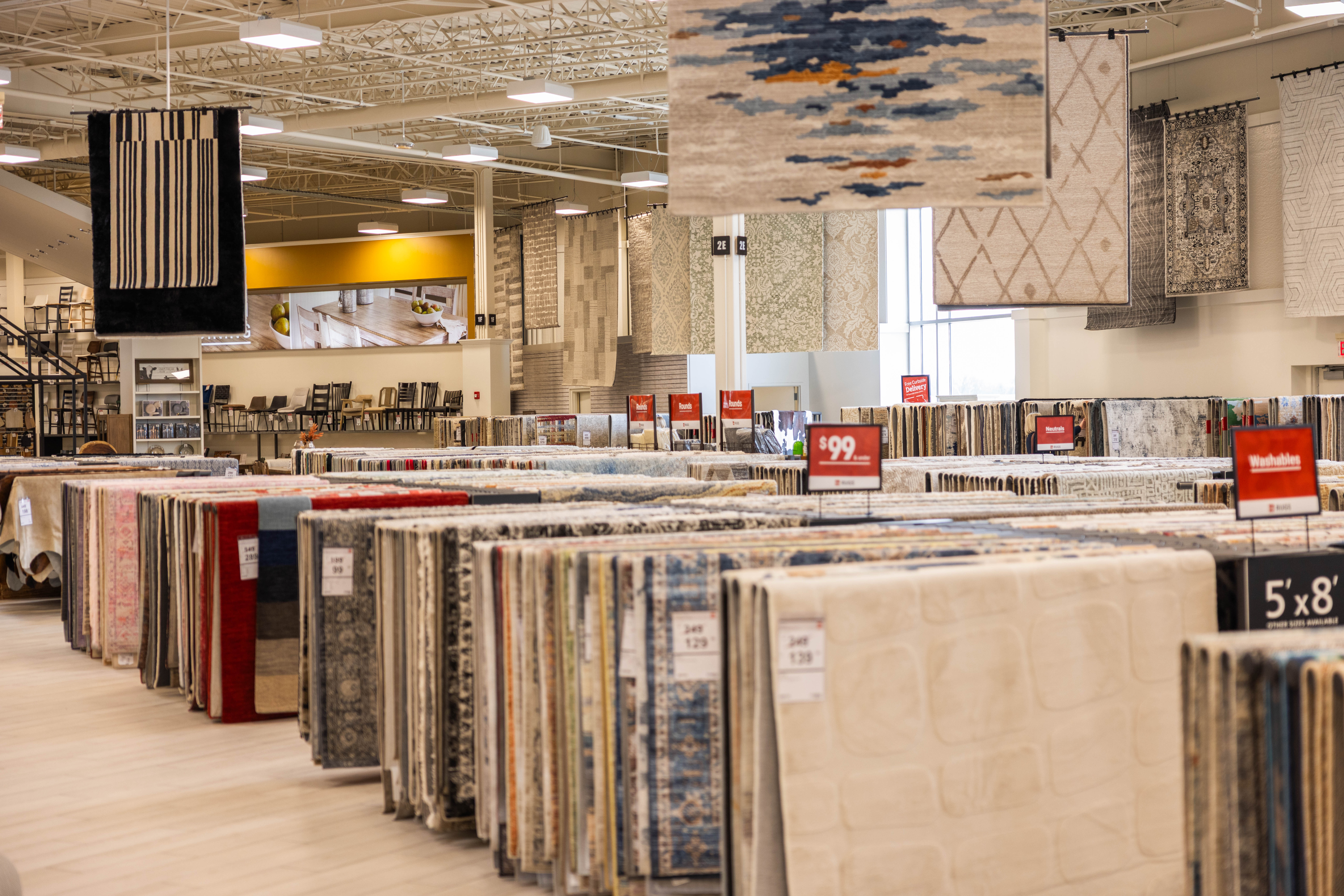 Store display of rugs