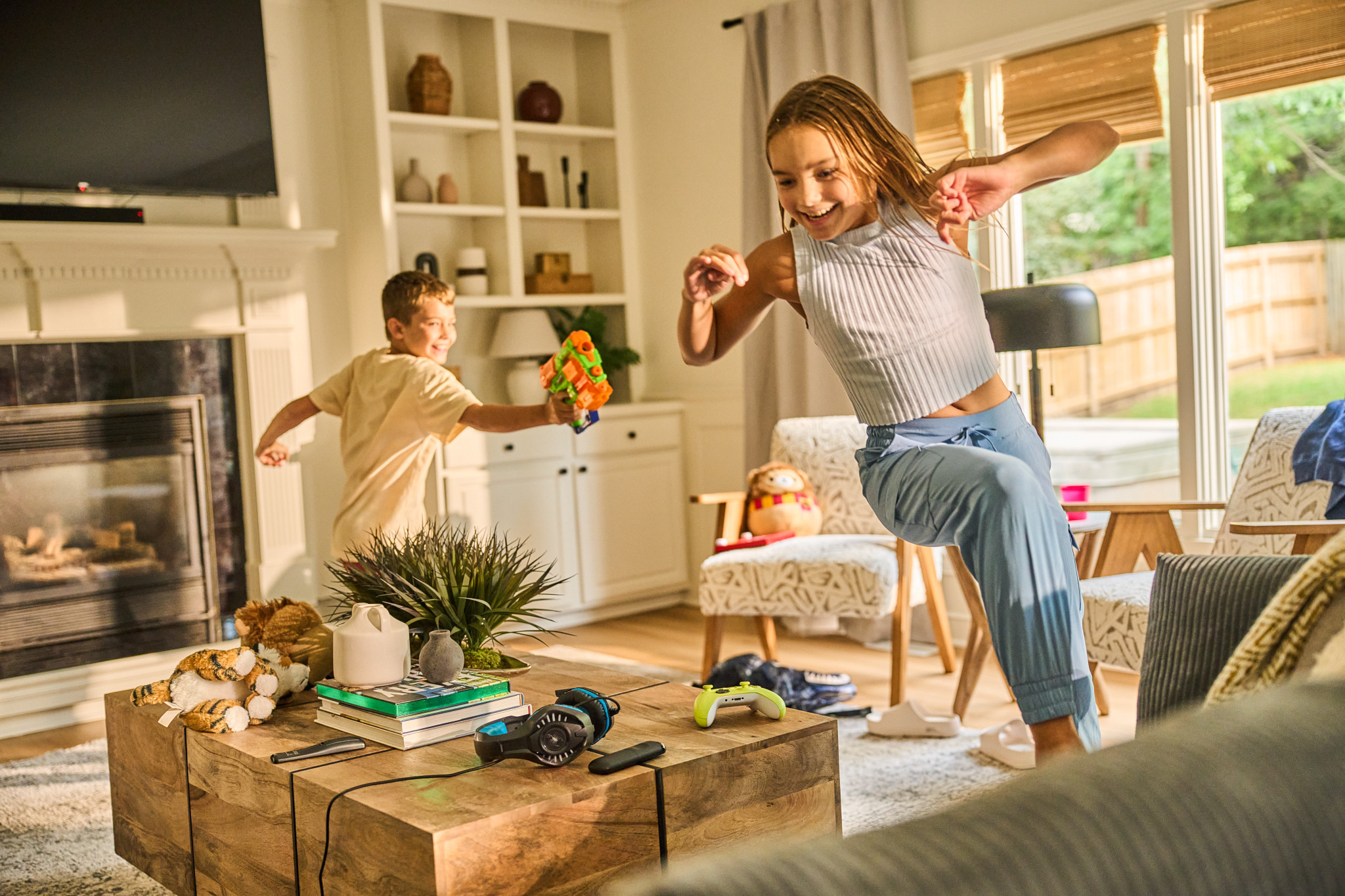 Kids running in the living room
