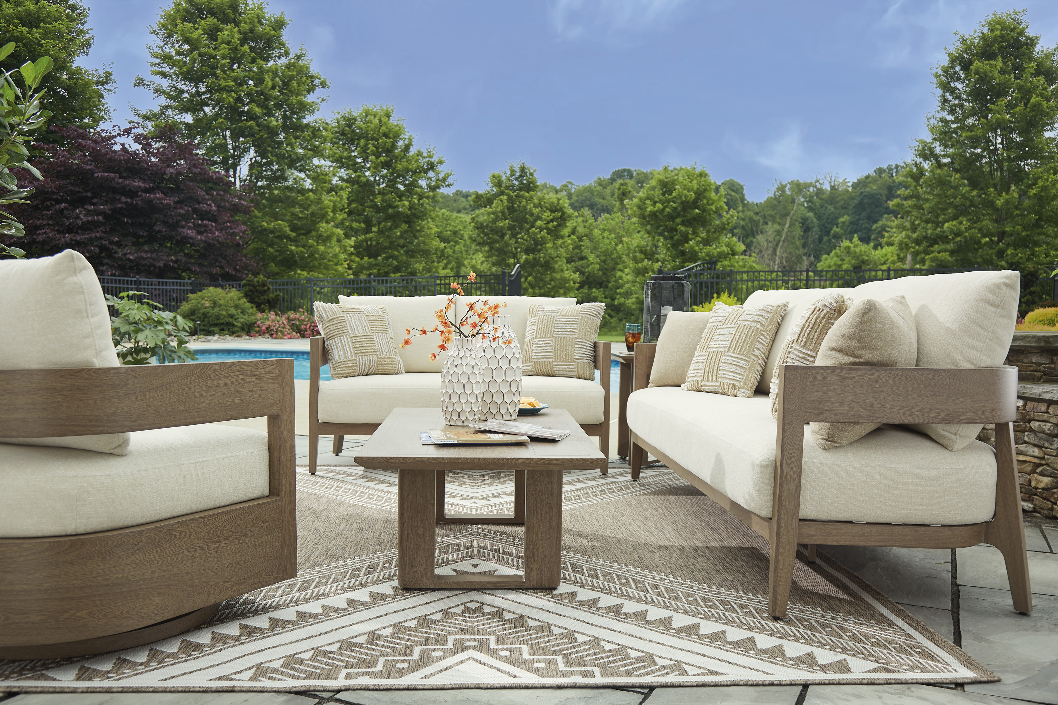 outdoor sofa and loveseat on patio