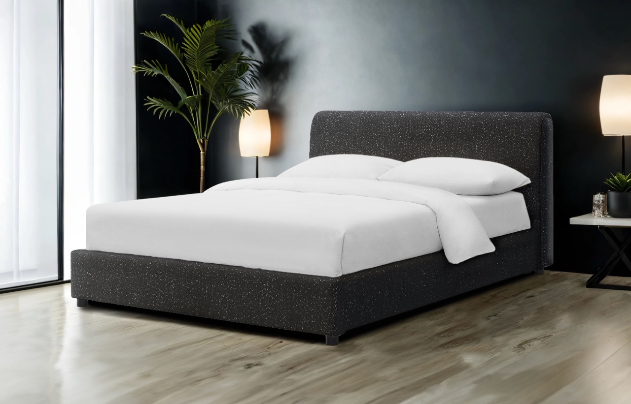 contemporary black upholstered bed