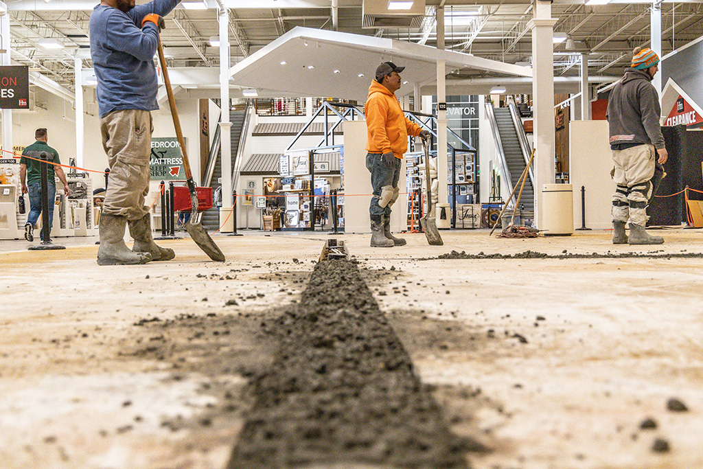 partially constructed store flooring