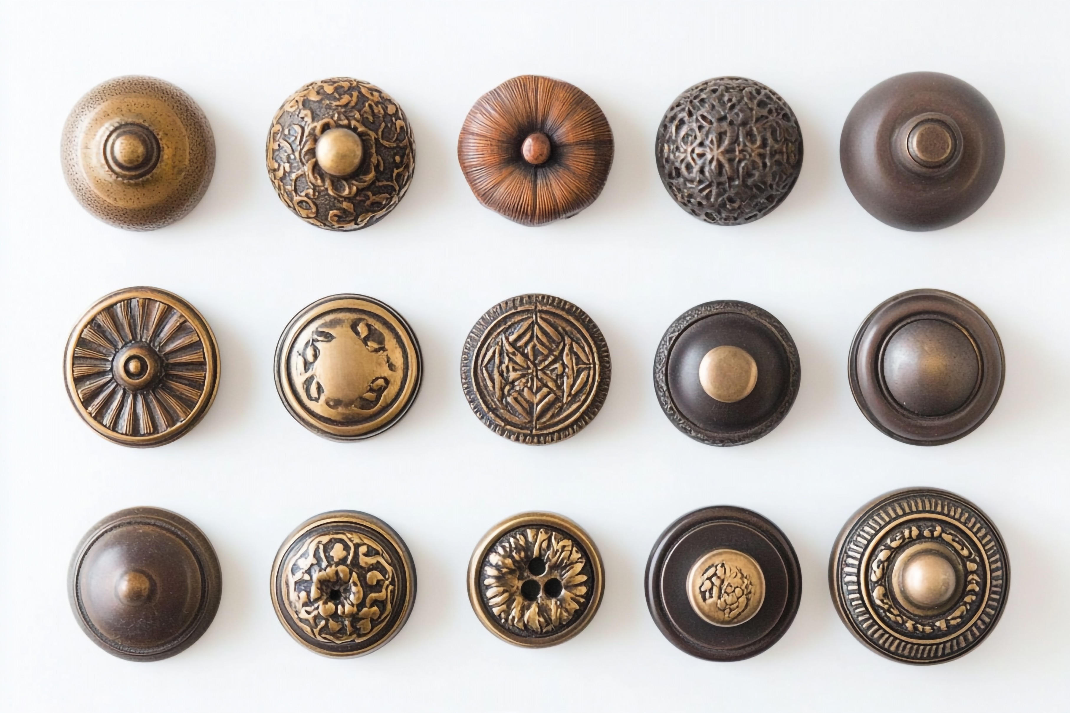 A selection of draw detailed door knobs